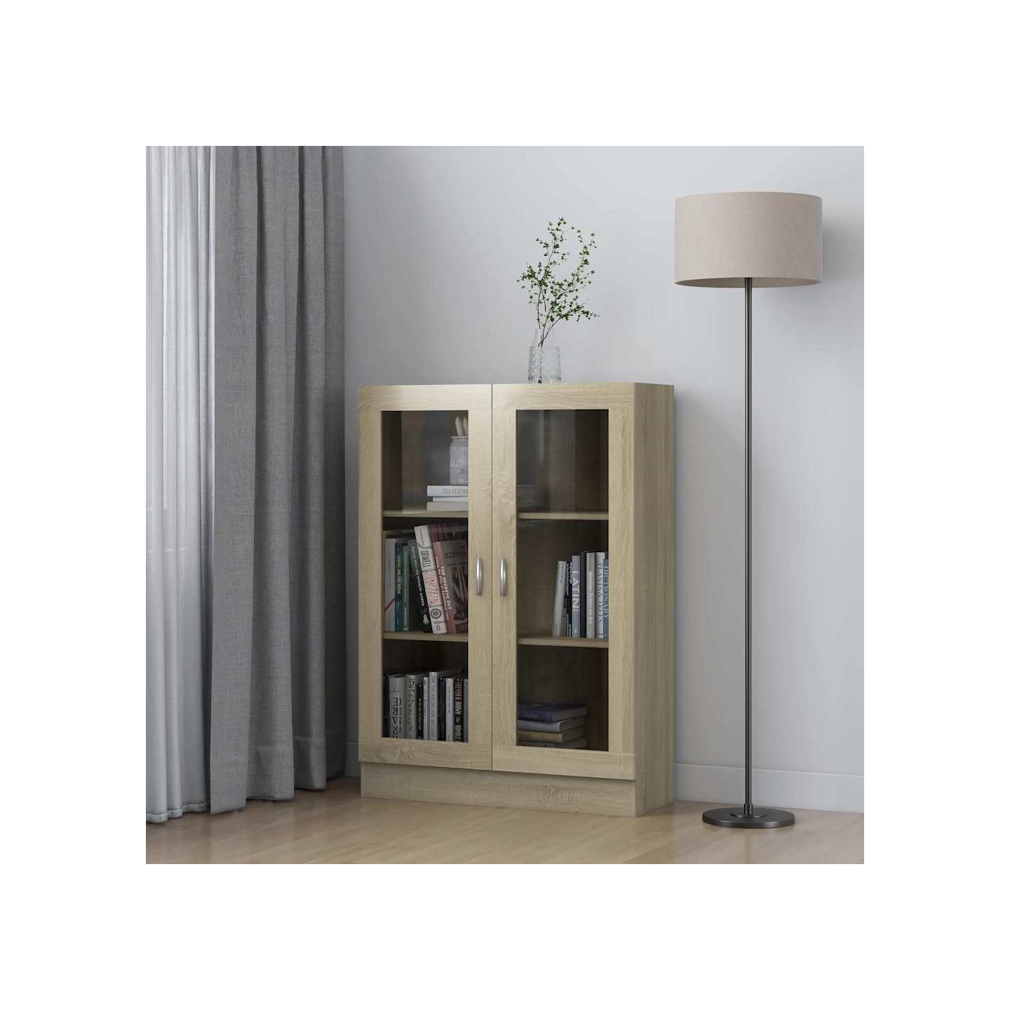 Armoire à vitrine Chêne sonoma 82,5x30,5x115 cm Bois ingénierie