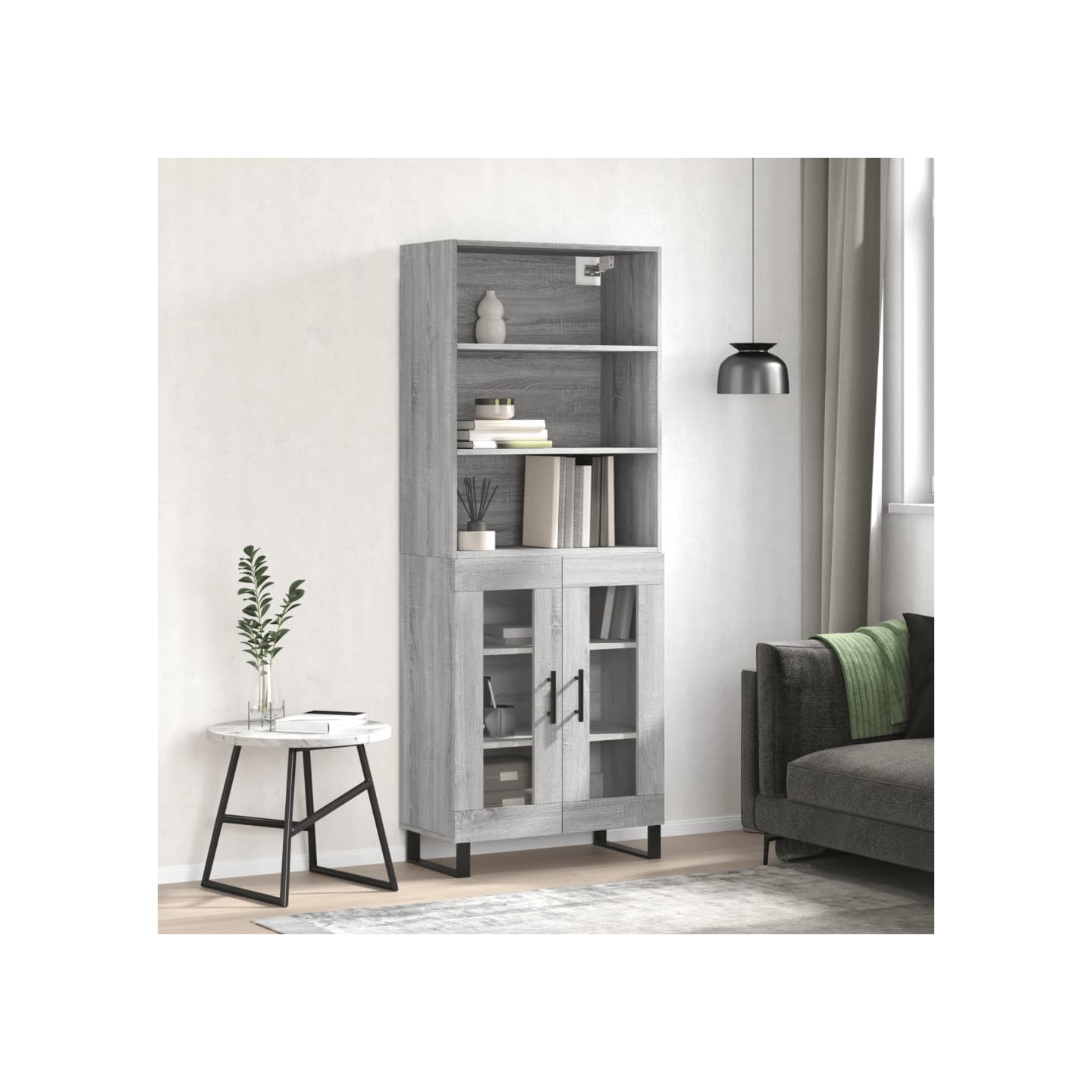 Buffet haut Sonoma gris 69,5x34x180 cm Bois d'ingénierie