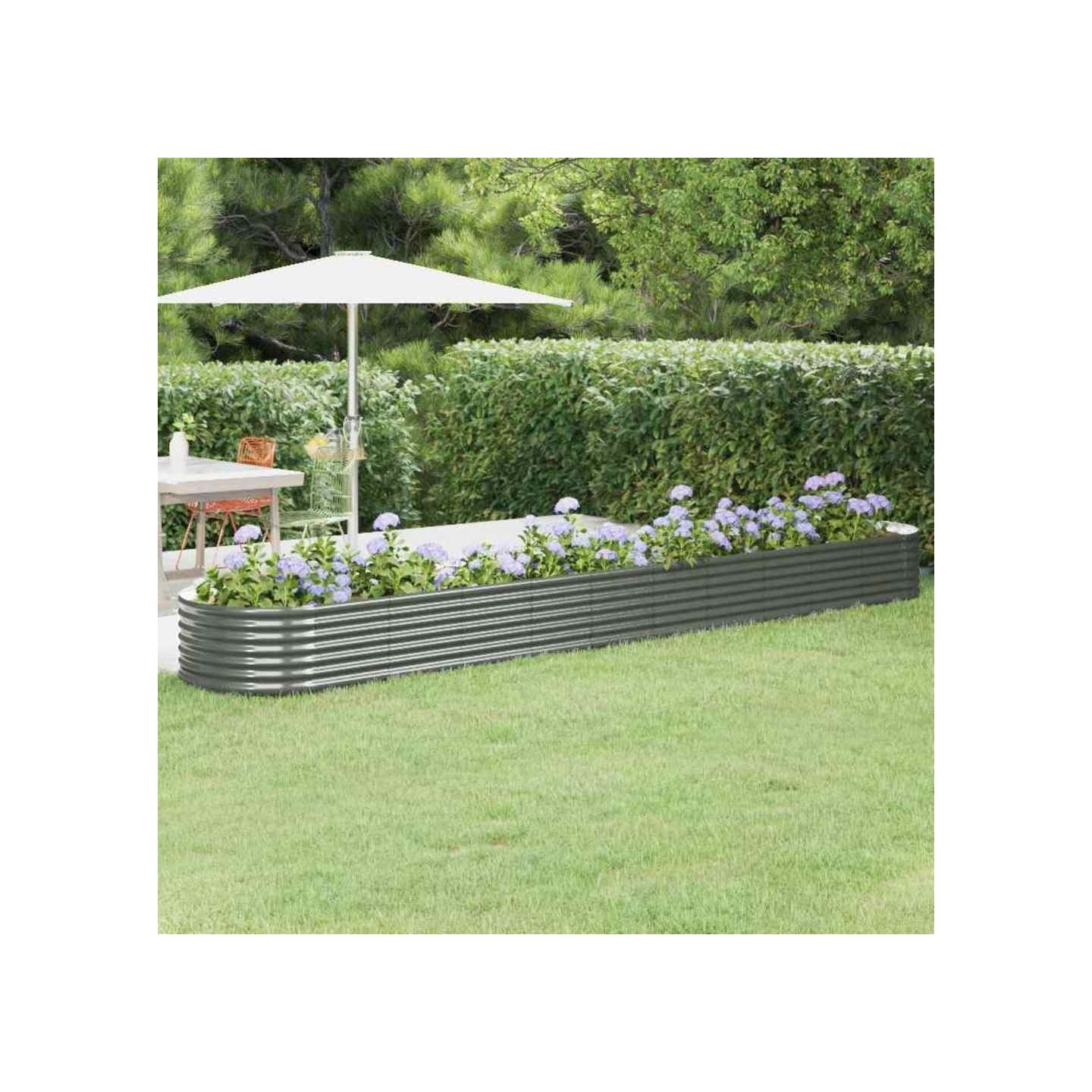 Lit surélevé de jardin Acier galvanisé 440x80x36 cm gris