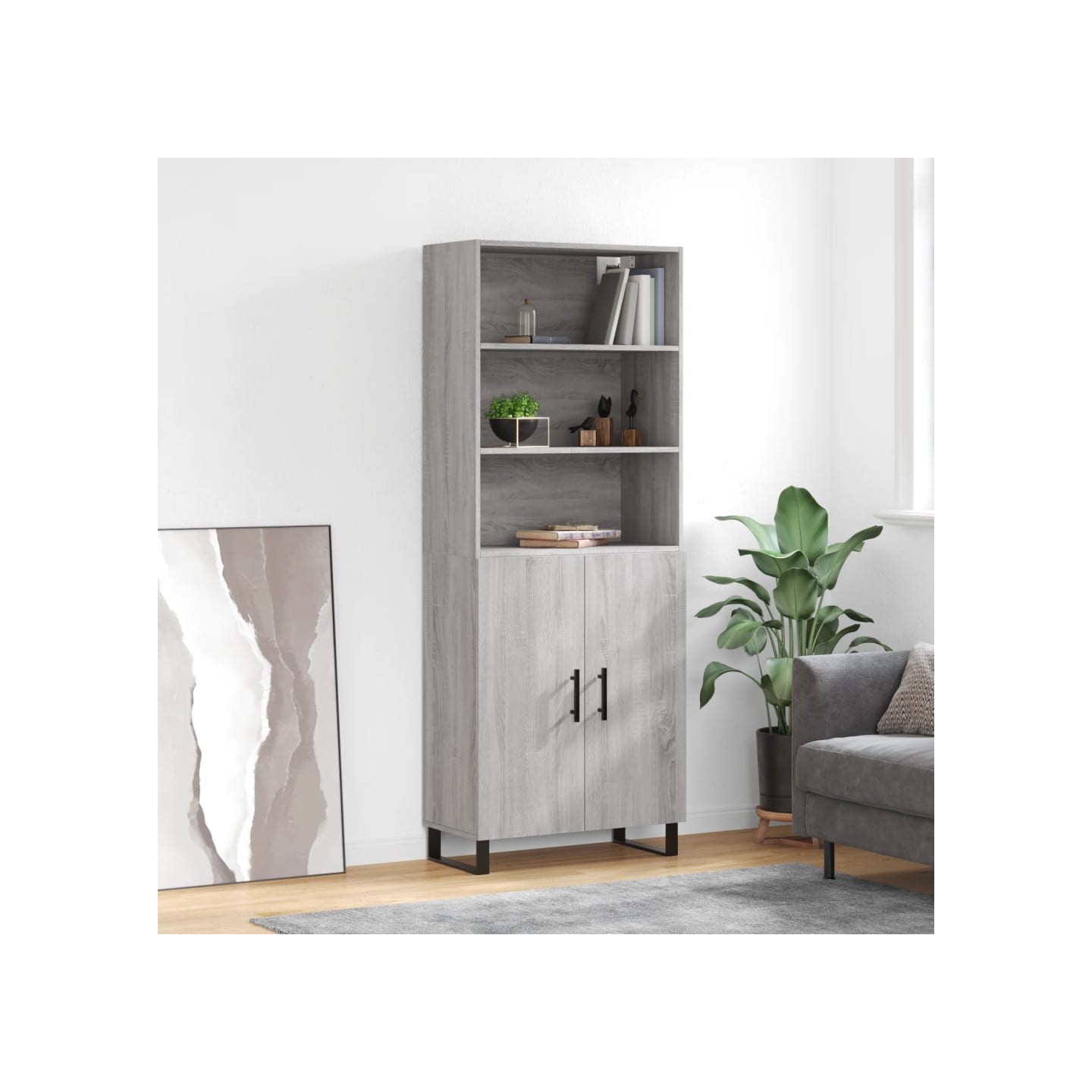 Buffet haut Sonoma gris 69,5x34x180 cm Bois d'ingénierie