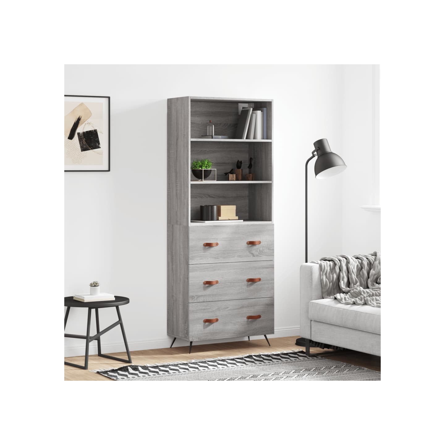 Buffet haut Sonoma gris 69,5x34x180 cm Bois d'ingénierie