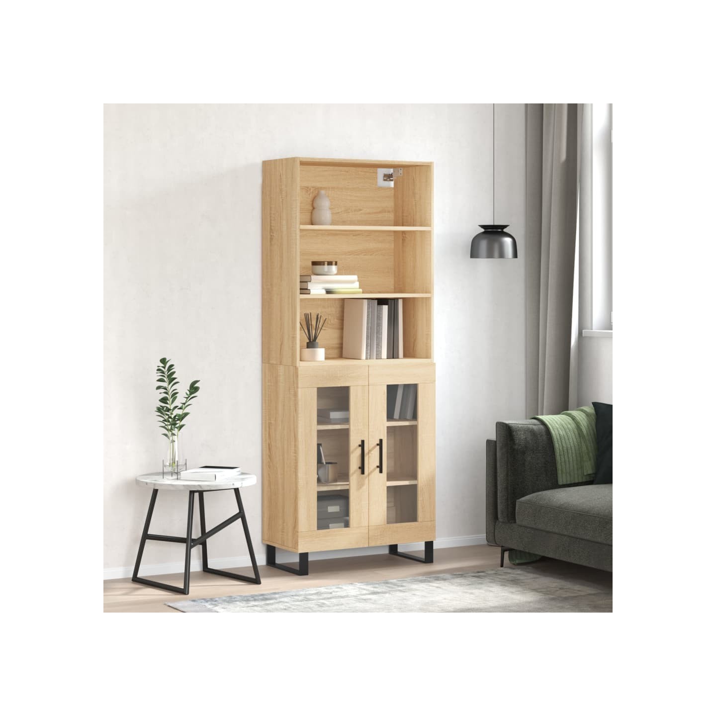 Buffet haut Chêne sonoma 69,5x34x180 cm Bois d'ingénierie