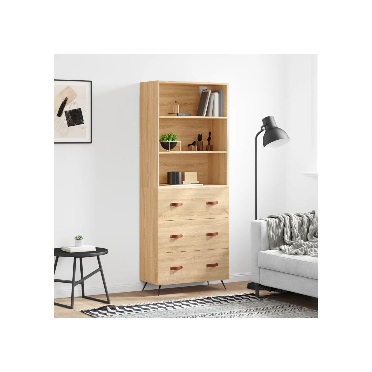 Buffet haut Chêne sonoma 69,5x34x180 cm Bois d'ingénierie