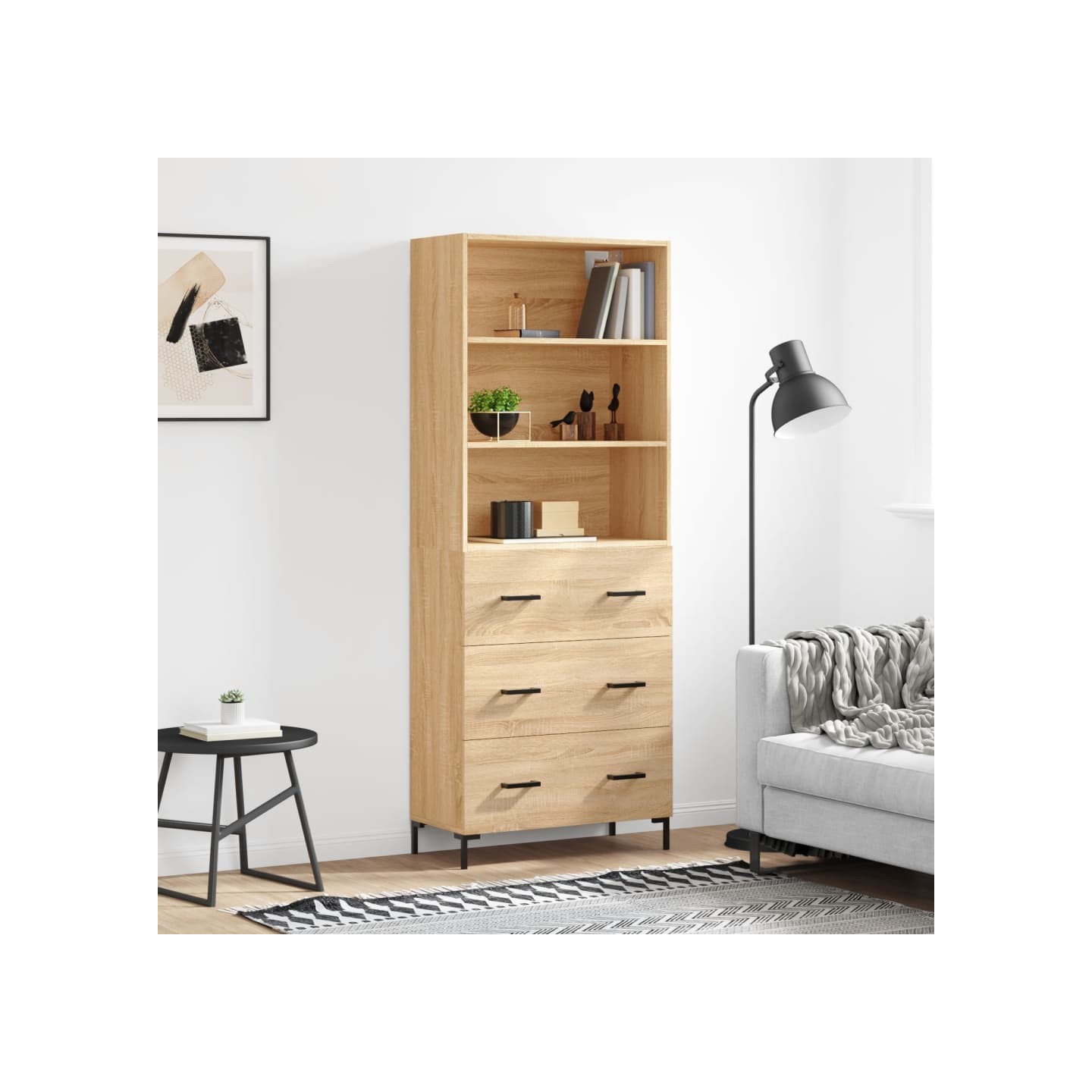 Buffet haut Chêne sonoma 69,5x34x180 cm Bois d'ingénierie