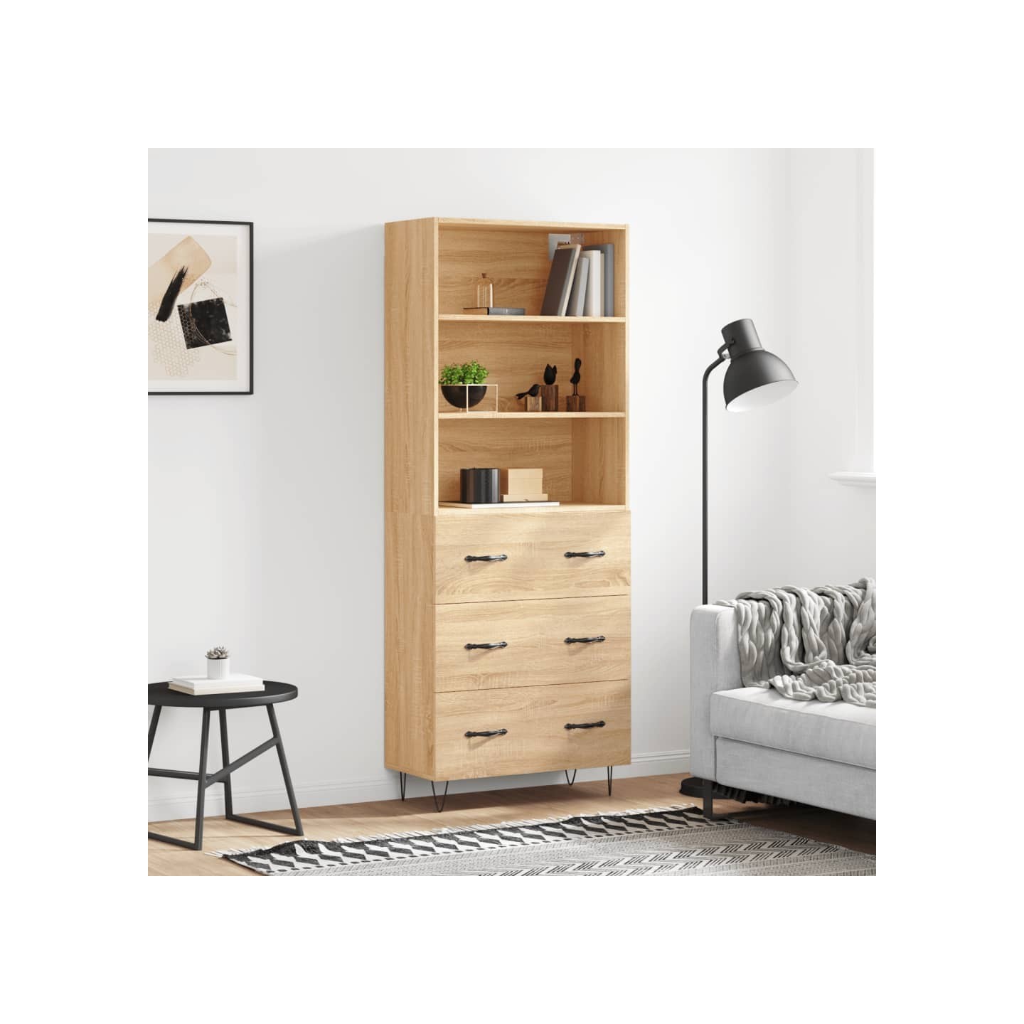 Buffet haut Chêne sonoma 69,5x34x180 cm Bois d'ingénierie