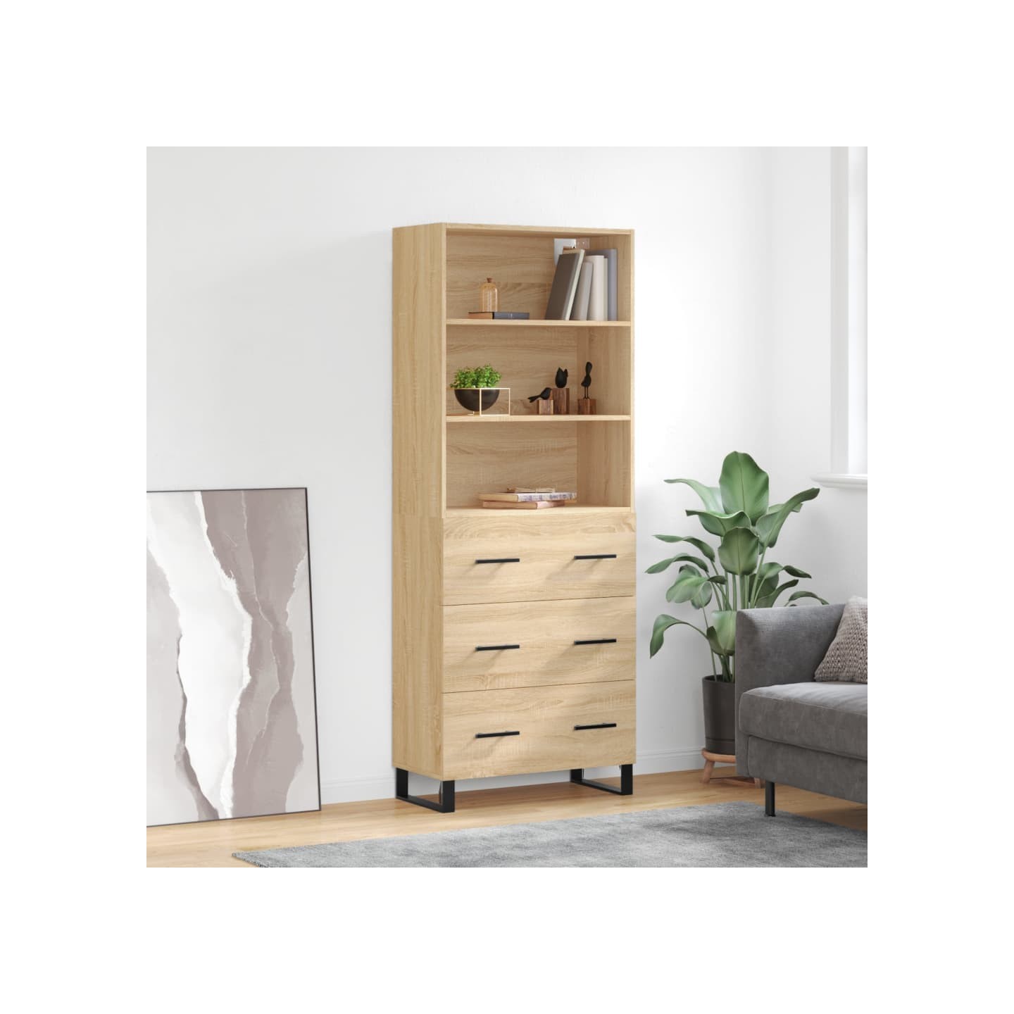 Buffet haut Chêne sonoma 69,5x34x180 cm Bois d'ingénierie