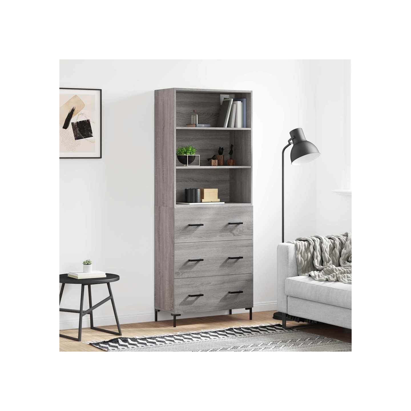 Buffet haut Sonoma gris 69,5x34x180 cm Bois d'ingénierie