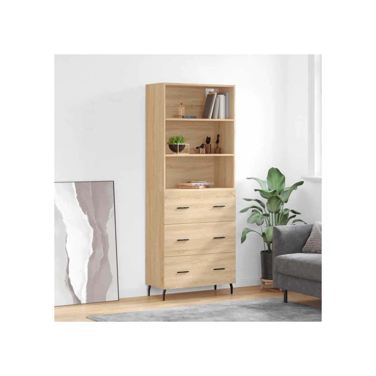 Buffet haut Chêne sonoma 69,5x34x180 cm Bois d'ingénierie
