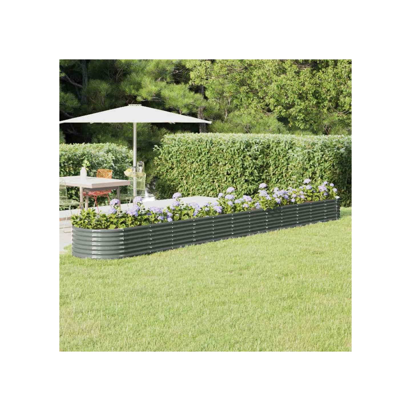 Lit surélevé de jardin Acier galvanisé 512x80x36 cm gris