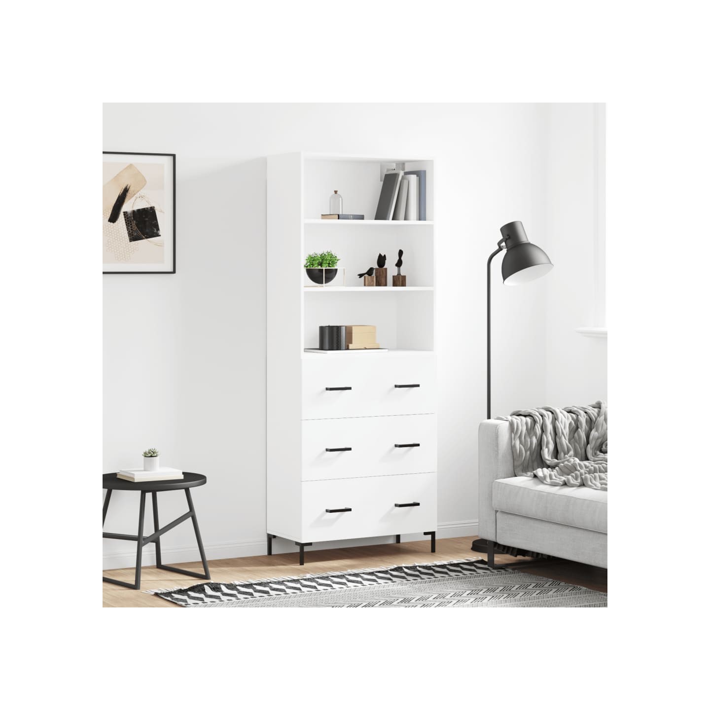 Buffet haut Blanc 69,5x34x180 cm Bois d'ingénierie
