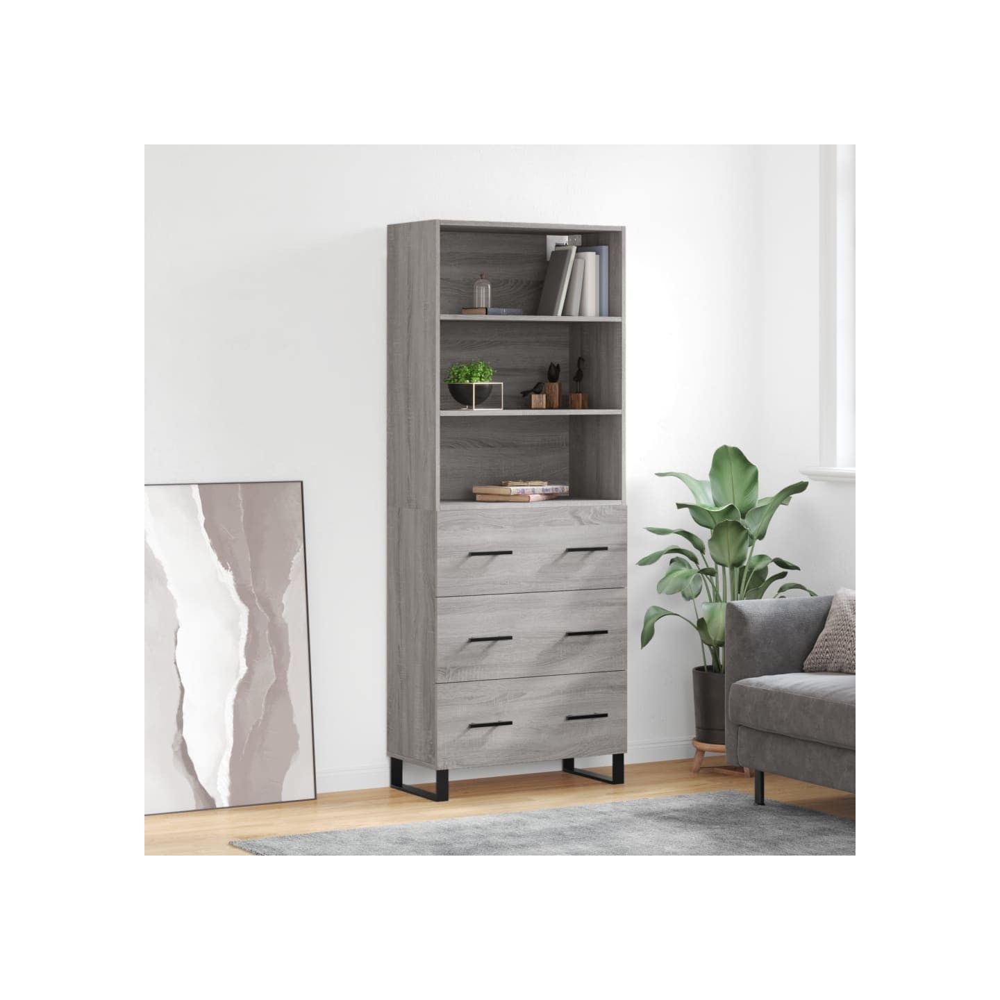 Buffet haut Sonoma gris 69,5x34x180 cm Bois d'ingénierie