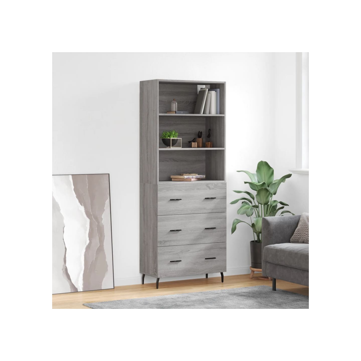 Buffet haut Sonoma gris 69,5x34x180 cm Bois d'ingénierie