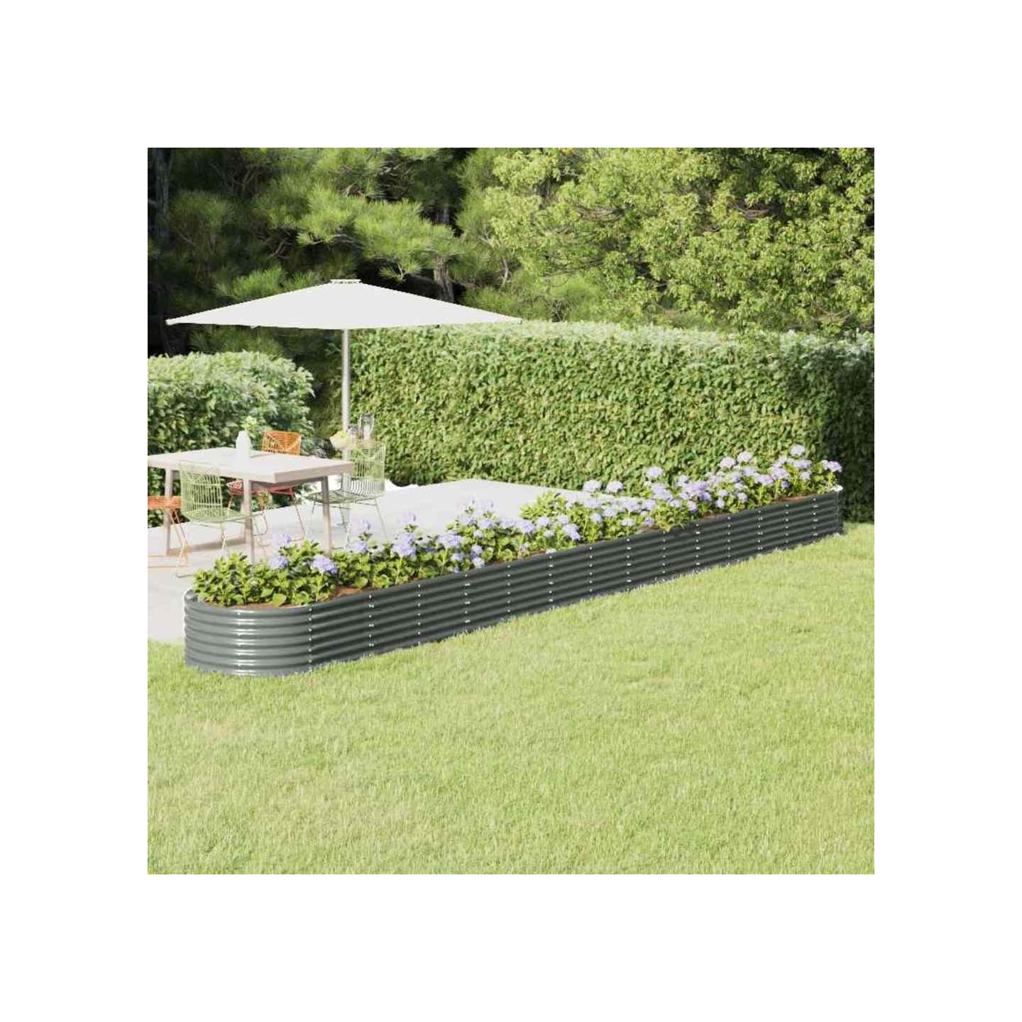 Lit surélevé de jardin Acier galvanisé 620x80x36 cm gris