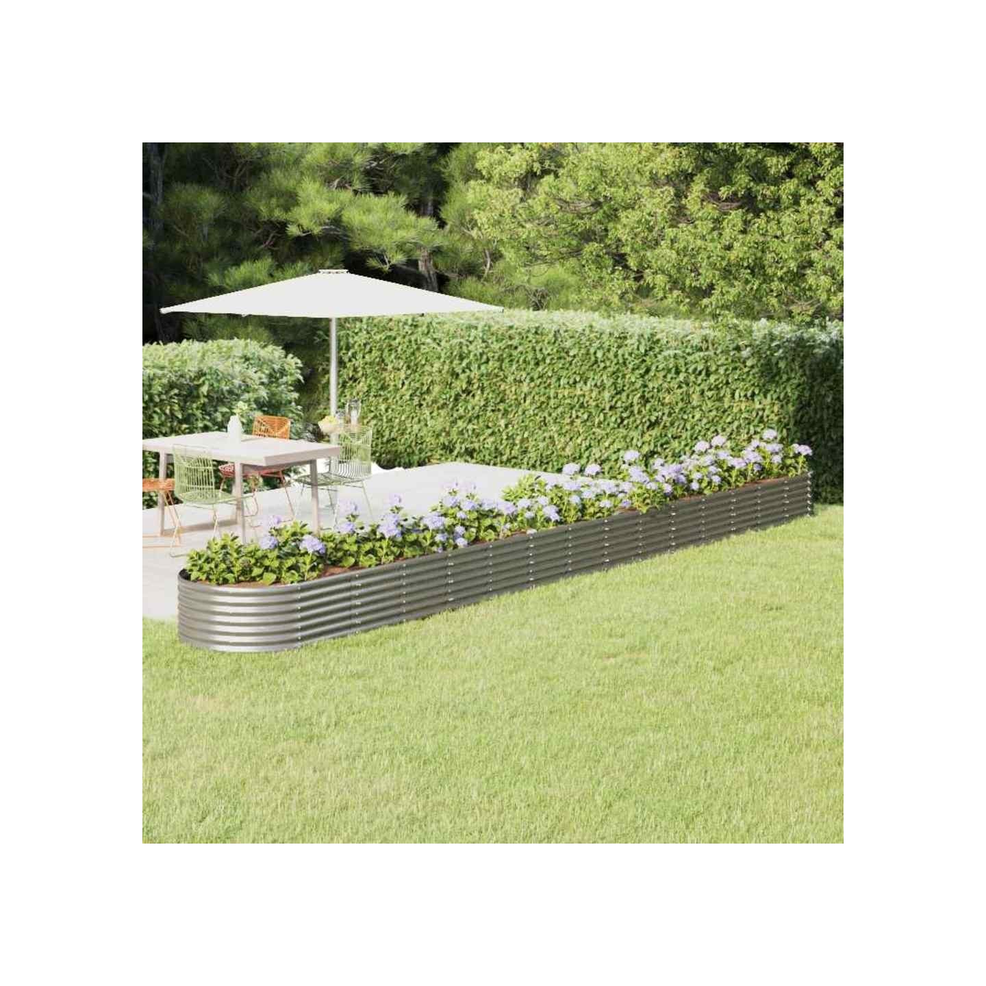 Lit surélevé de jardin Acier galvanisé Argenté