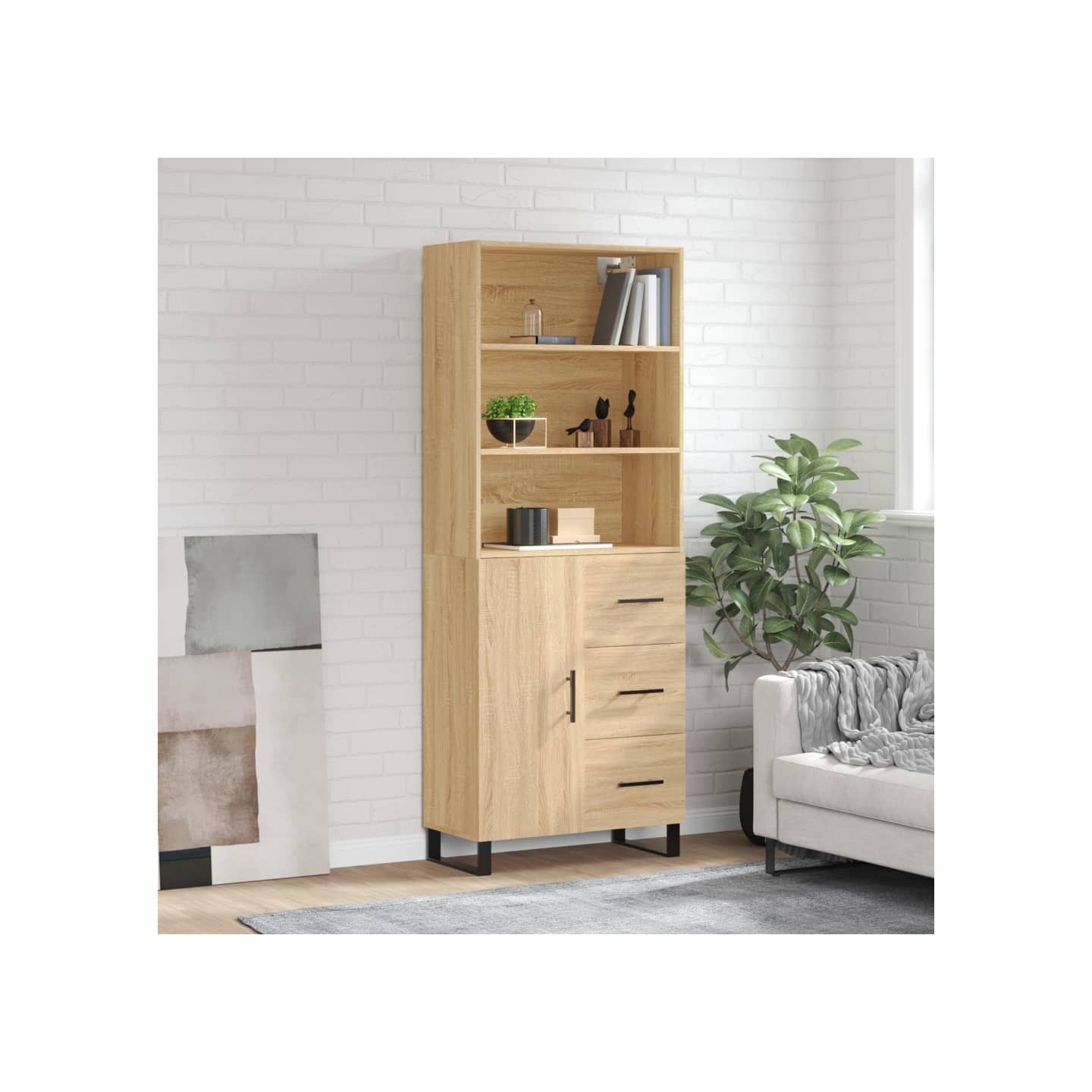 Buffet haut Chêne sonoma 69,5x34x180 cm Bois d'ingénierie