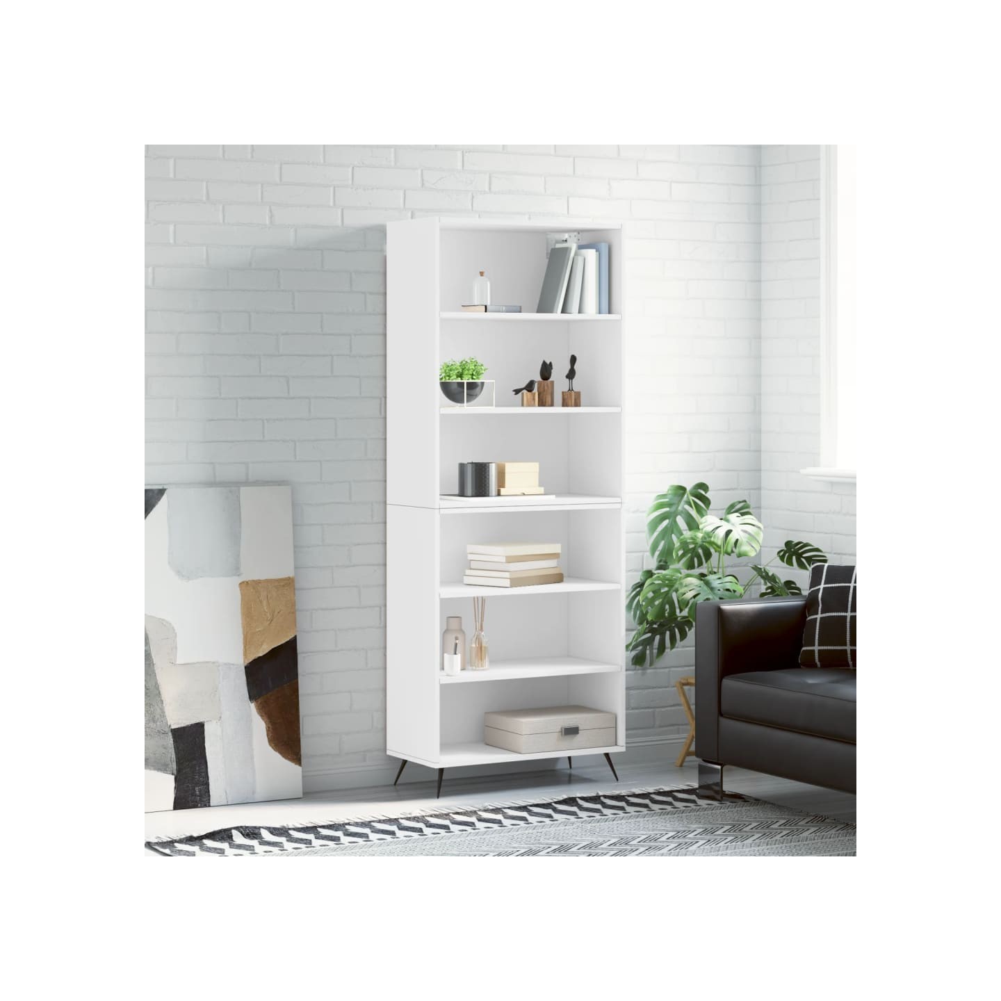 Buffet blanc 69,5x32,5x180 cm bois d'ingénierie