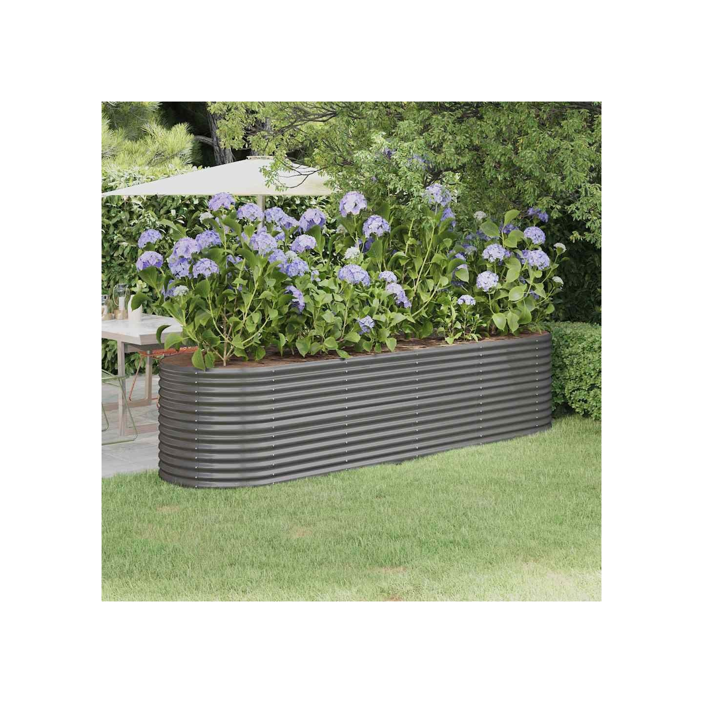 Lit surélevé de jardin Acier galvanisé 296x80x68 cm gris