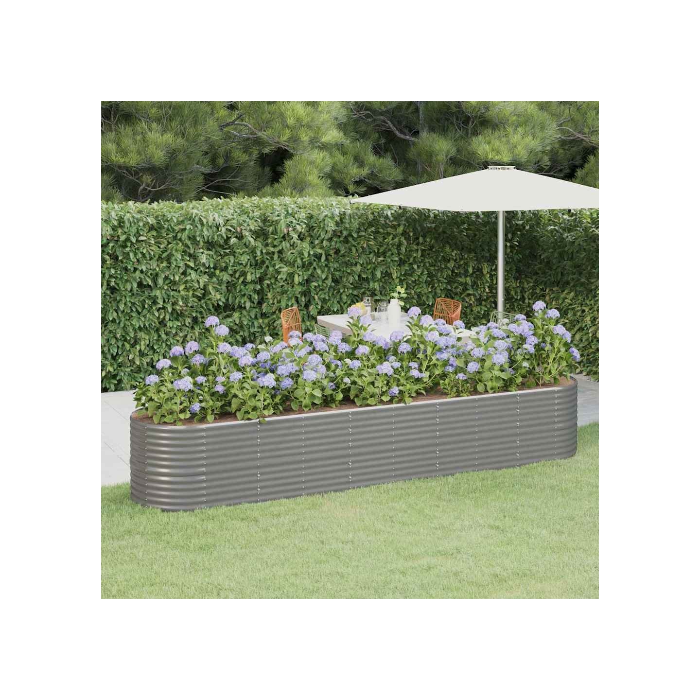 Lit surélevé de jardin Acier galvanisé 368x80x68 cm gris