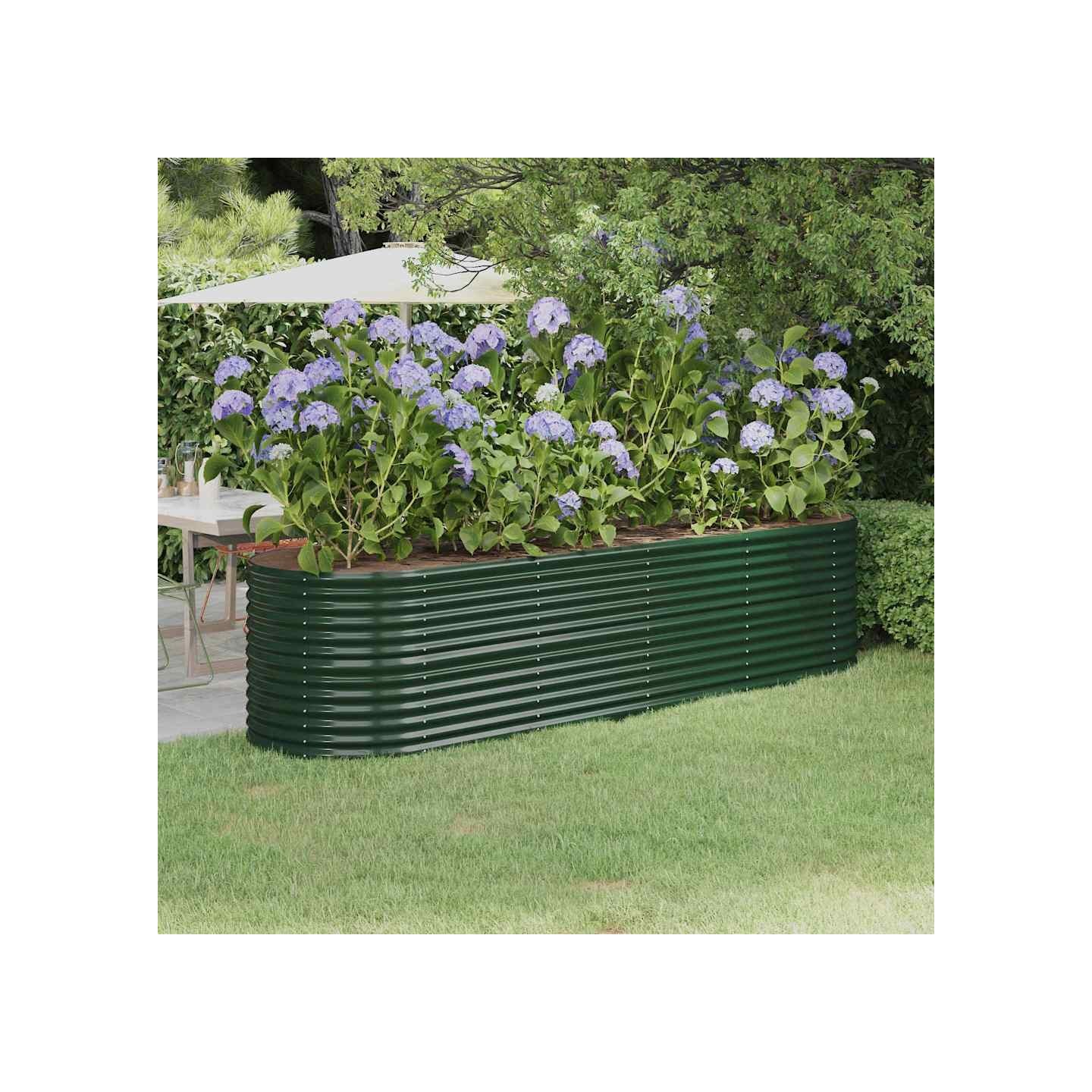 Lit surélevé de jardin Acier galvanisé 296x80x68 cm Vert