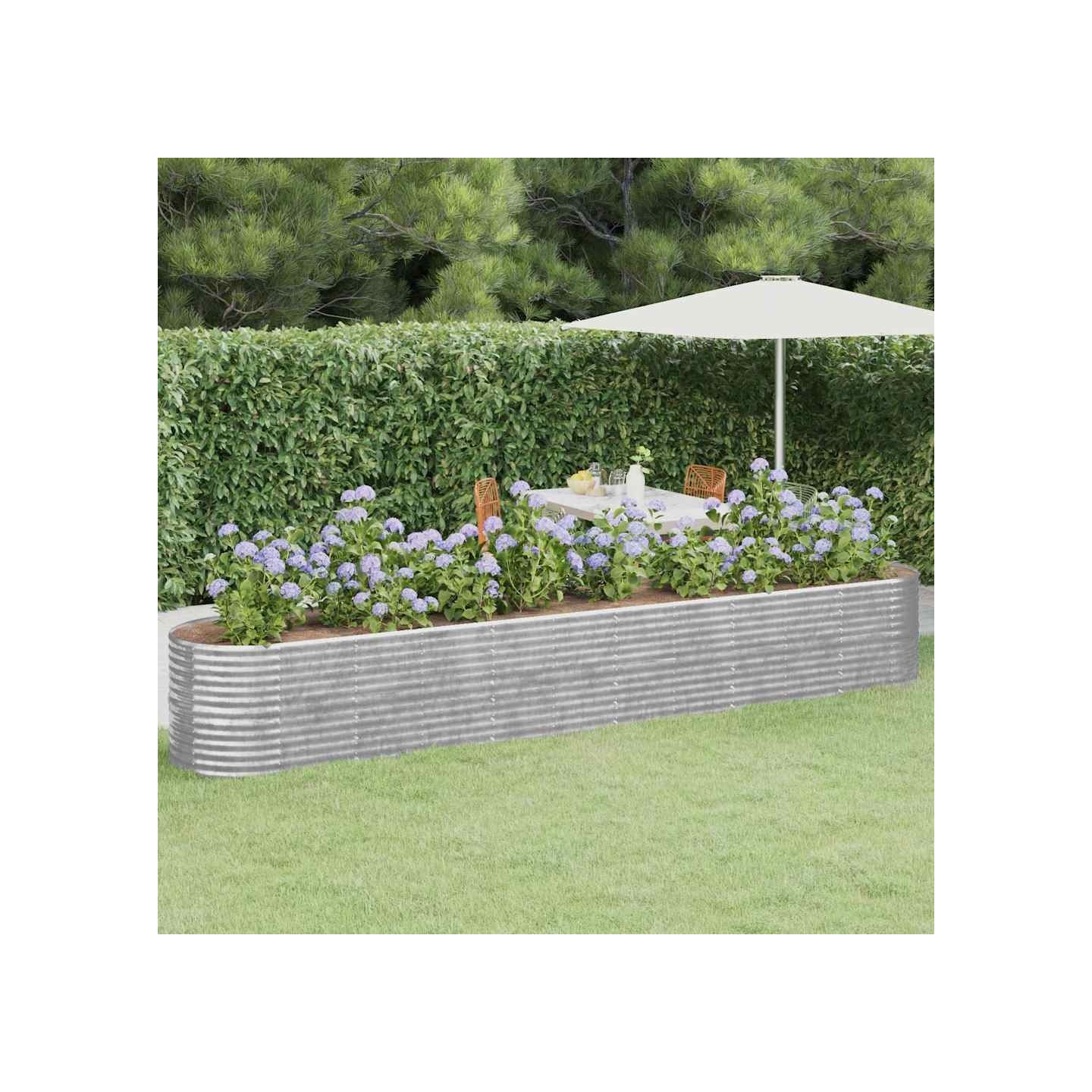 Lit surélevé de jardin Acier galvanisé Argenté