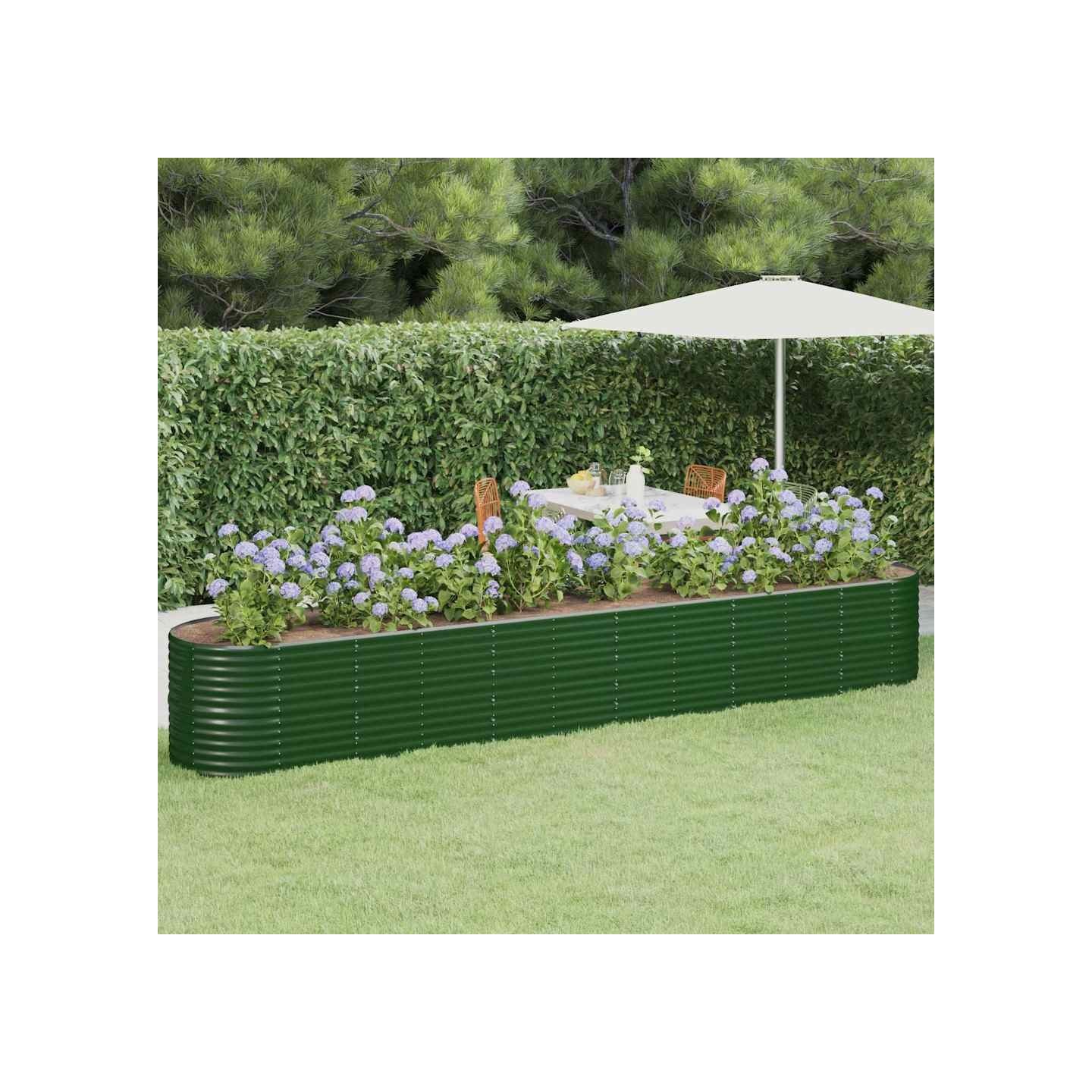 Lit surélevé de jardin Acier galvanisé 440x80x68 cm Vert