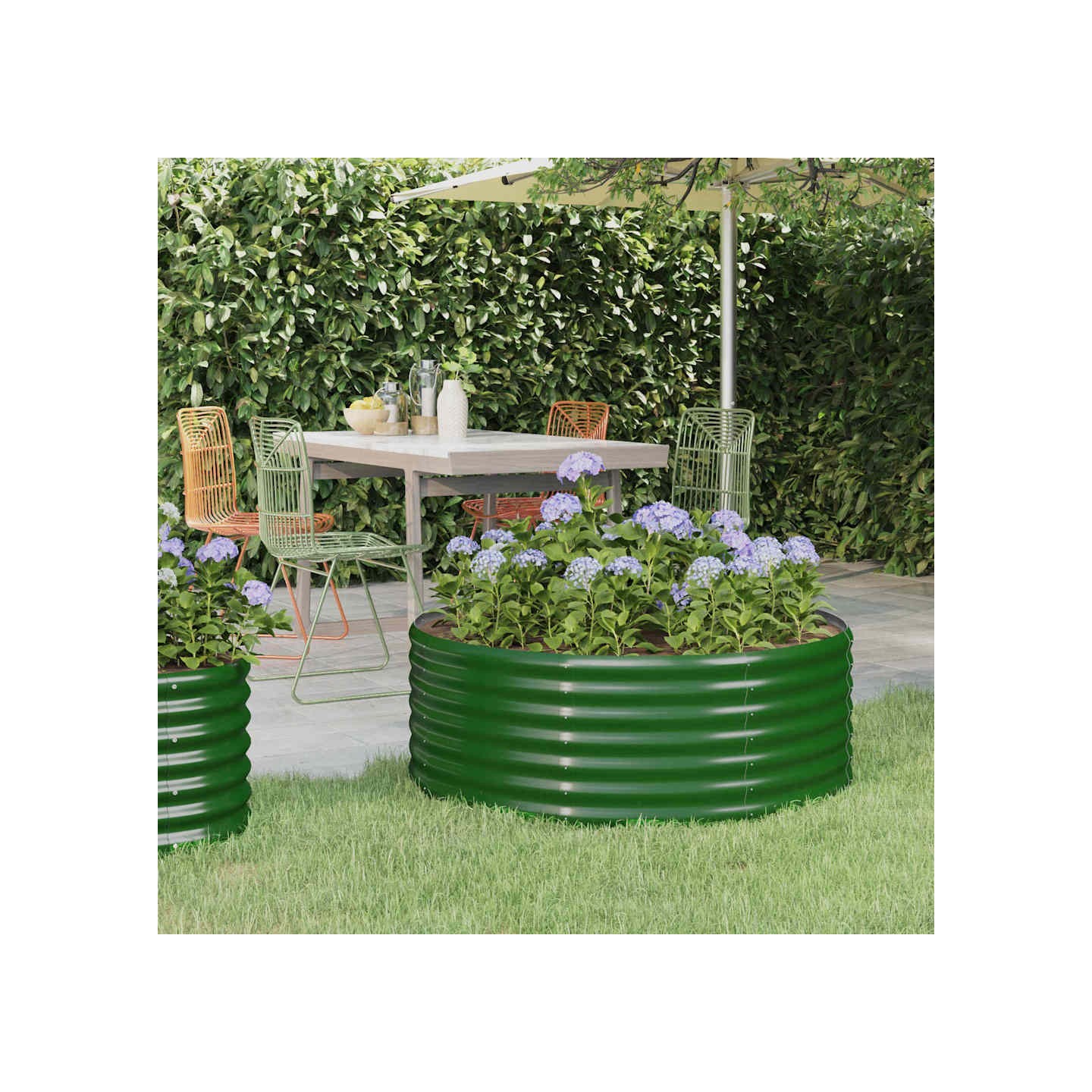 Lit surélevé de jardin Acier galvanisé 100x100x36cm Vert