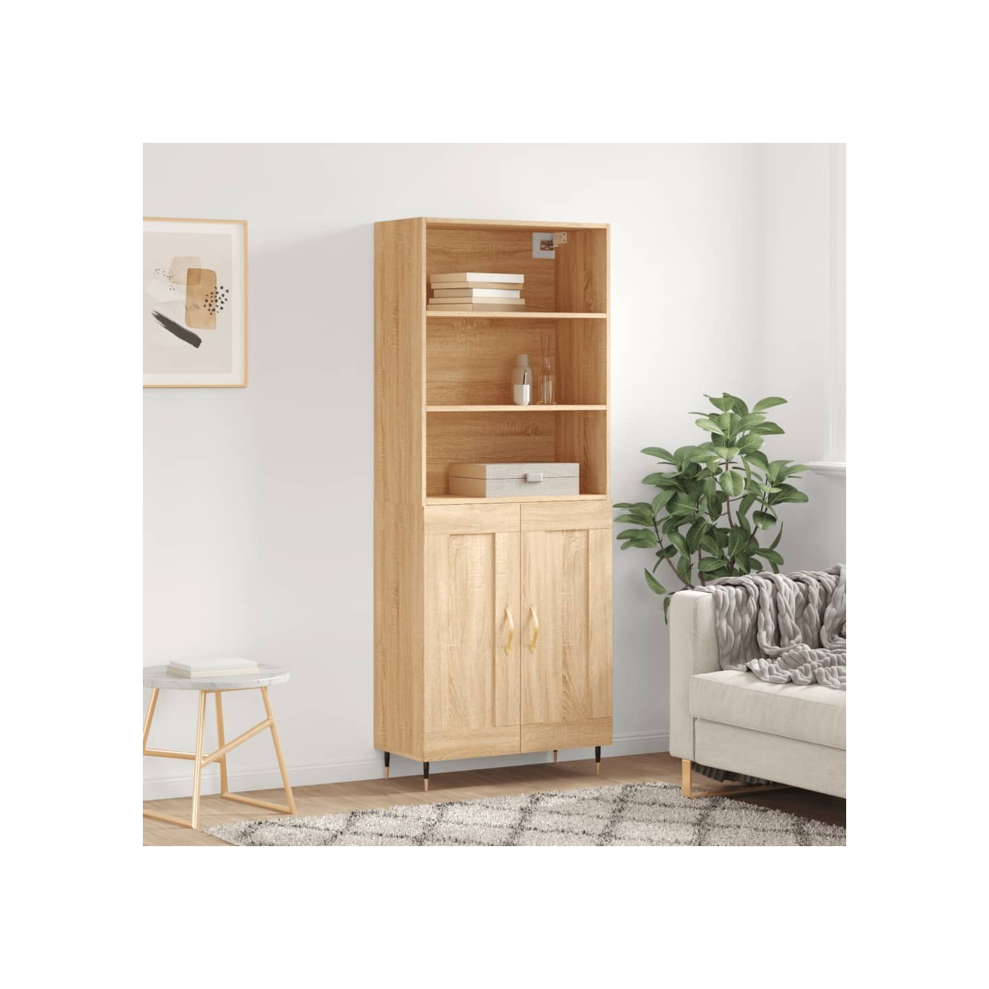Buffet haut Chêne sonoma 69,5x34x180 cm Bois d'ingénierie