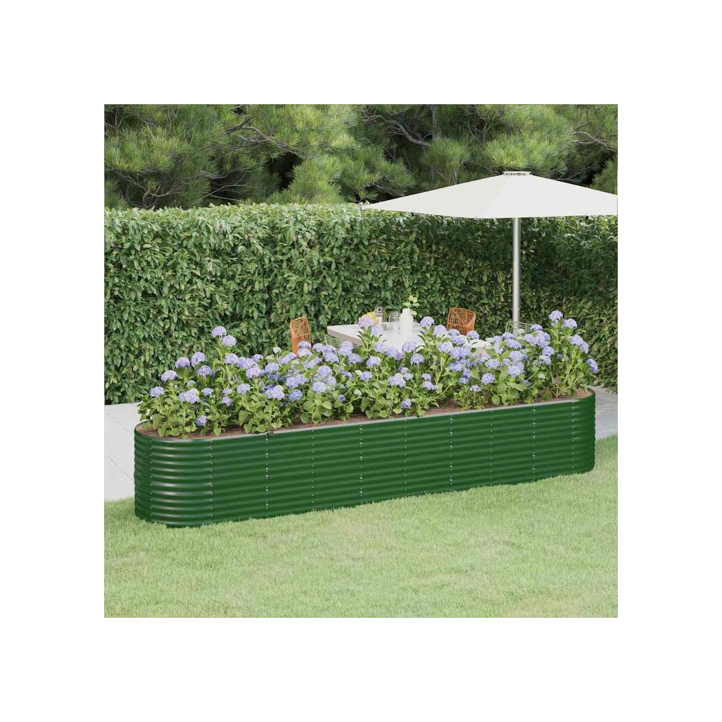 Lit surélevé de jardin Acier galvanisé 368x80x68 cm Vert