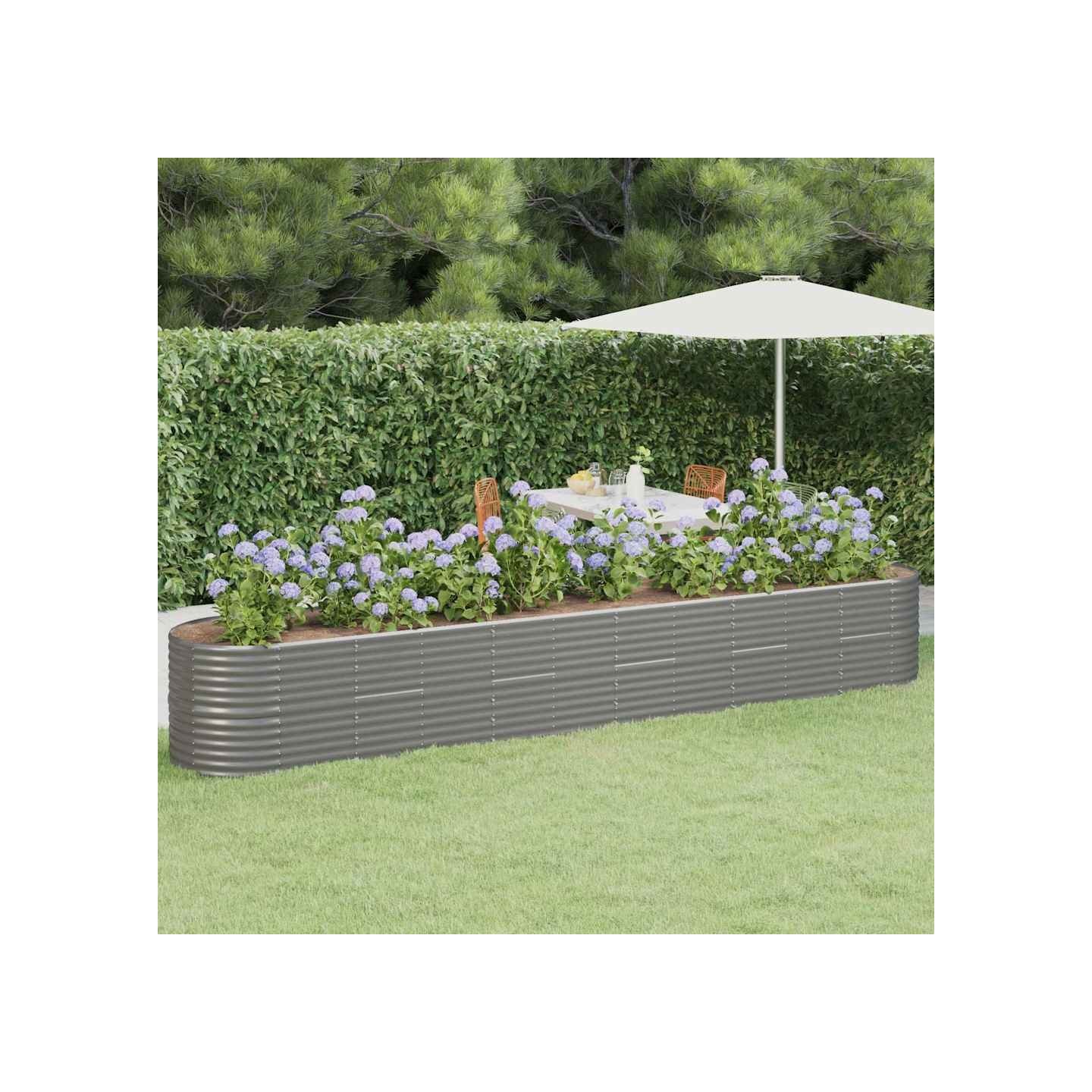 Lit surélevé de jardin Acier galvanisé 440x80x68 cm gris