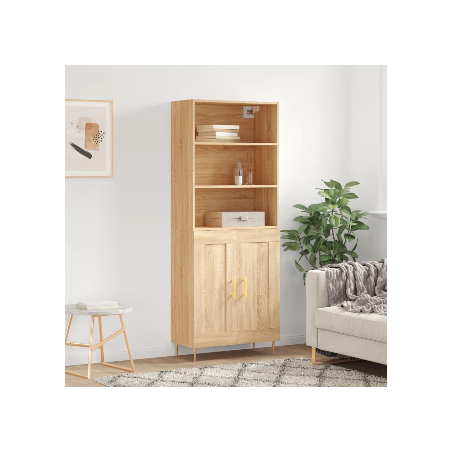 Buffet haut Chêne sonoma 69,5x34x180 cm Bois d'ingénierie
