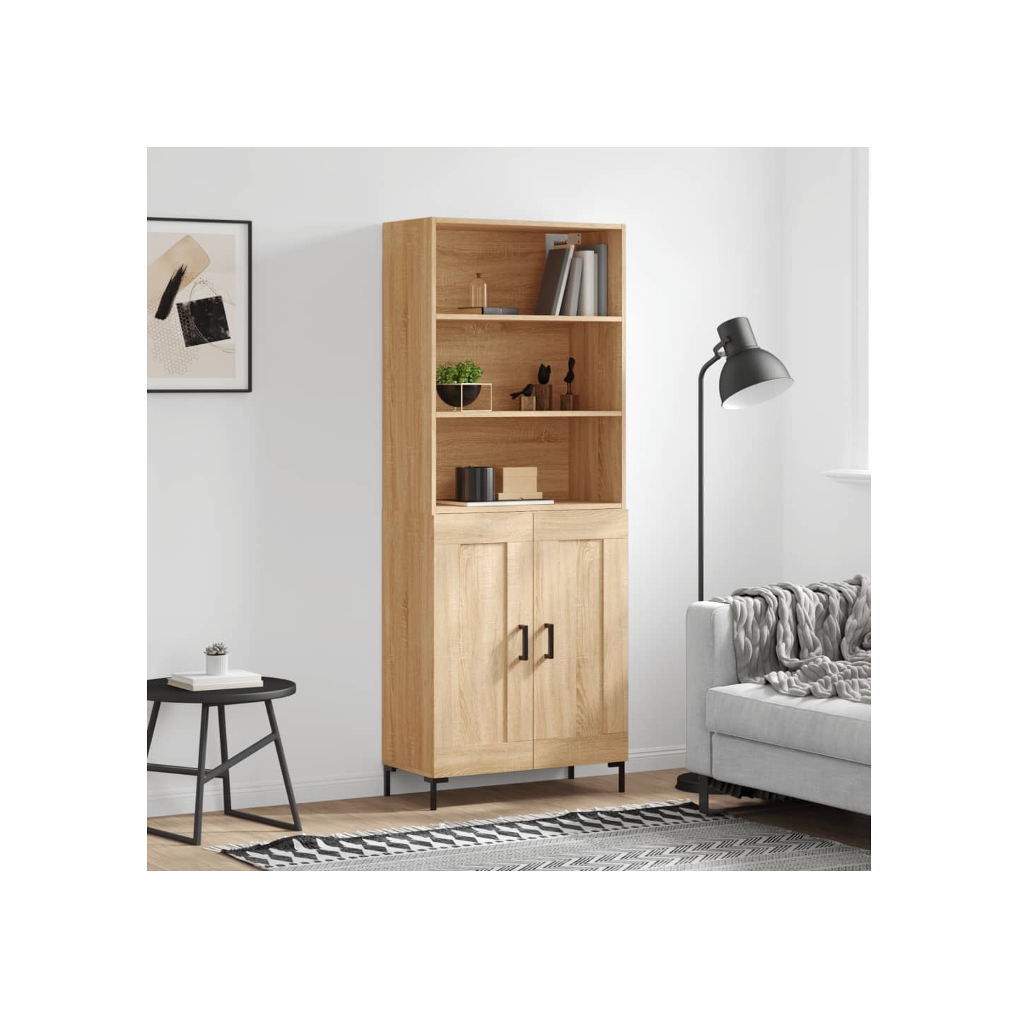 Buffet haut Chêne sonoma 69,5x34x180 cm Bois d'ingénierie