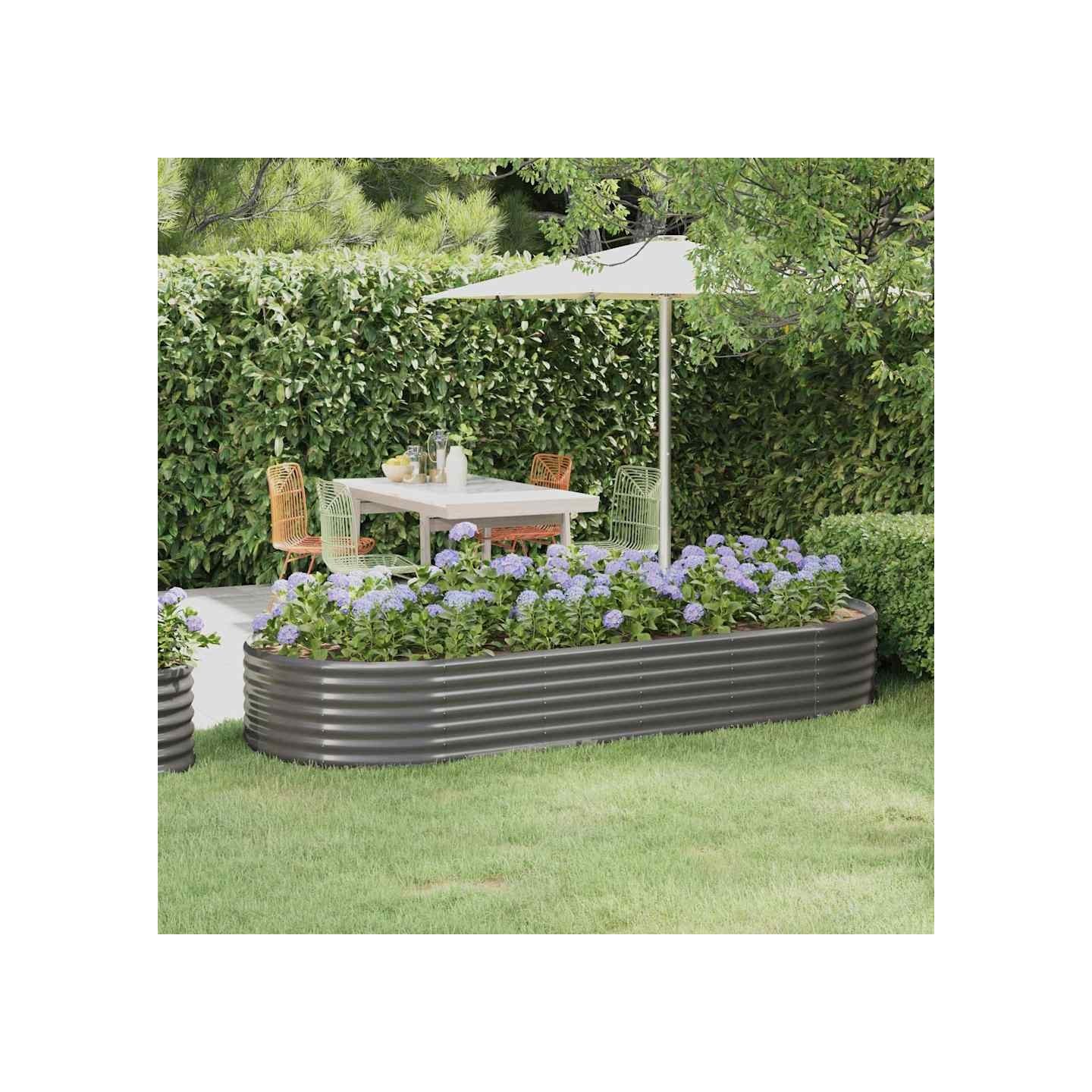 Lit surélevé de jardin Acier galvanisé 249x100x36cm gris