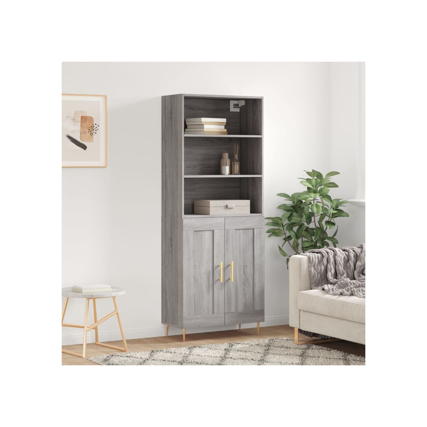 Buffet haut Sonoma gris 69,5x34x180 cm Bois d'ingénierie