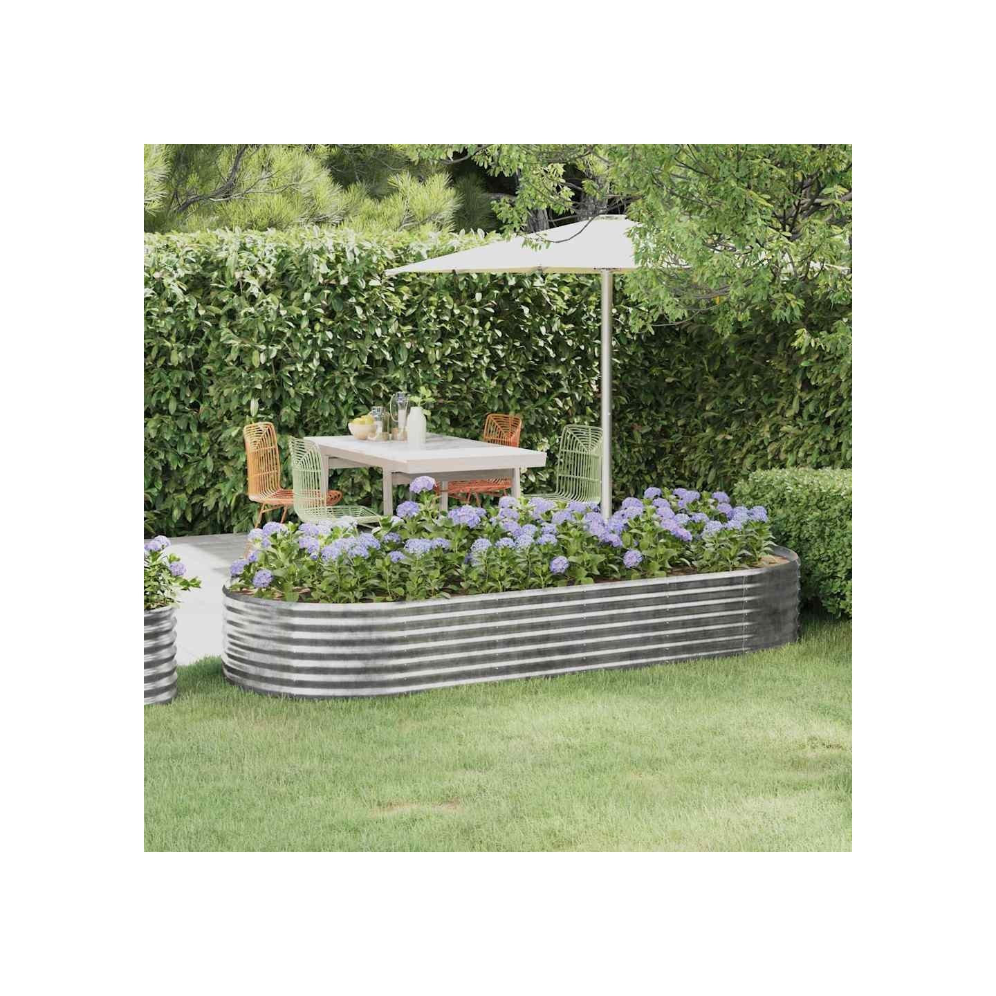 Lit surélevé de jardin Acier galvanisé Argenté