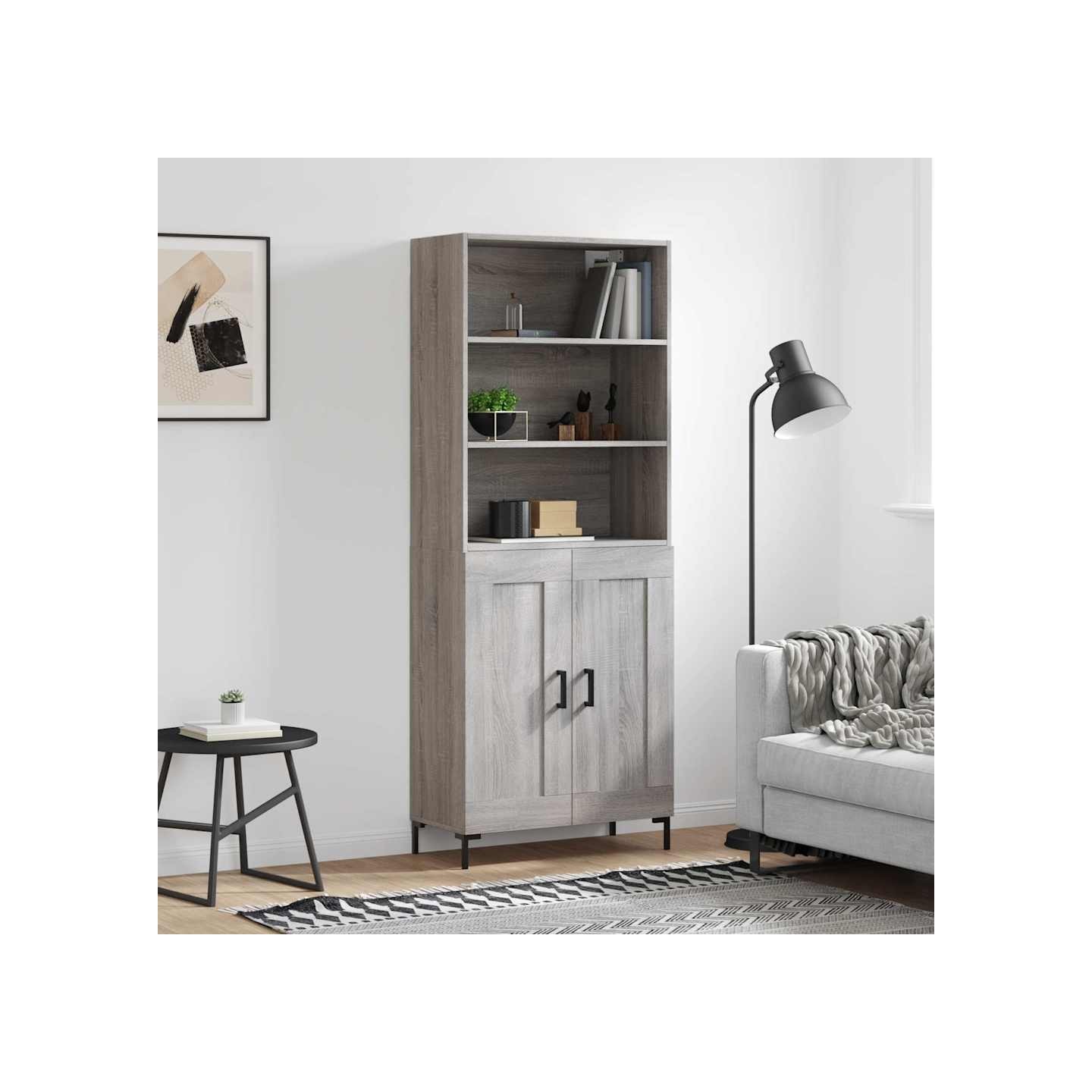 Buffet haut Sonoma gris 69,5x34x180 cm Bois d'ingénierie