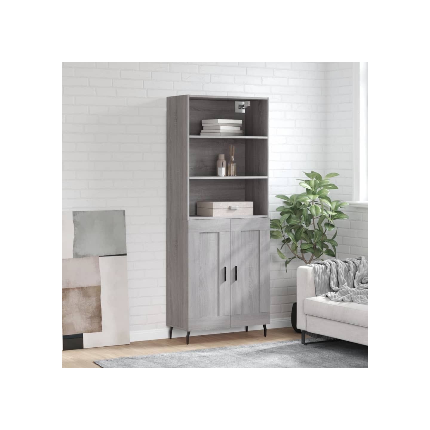 Buffet haut Sonoma gris 69,5x34x180 cm Bois d'ingénierie