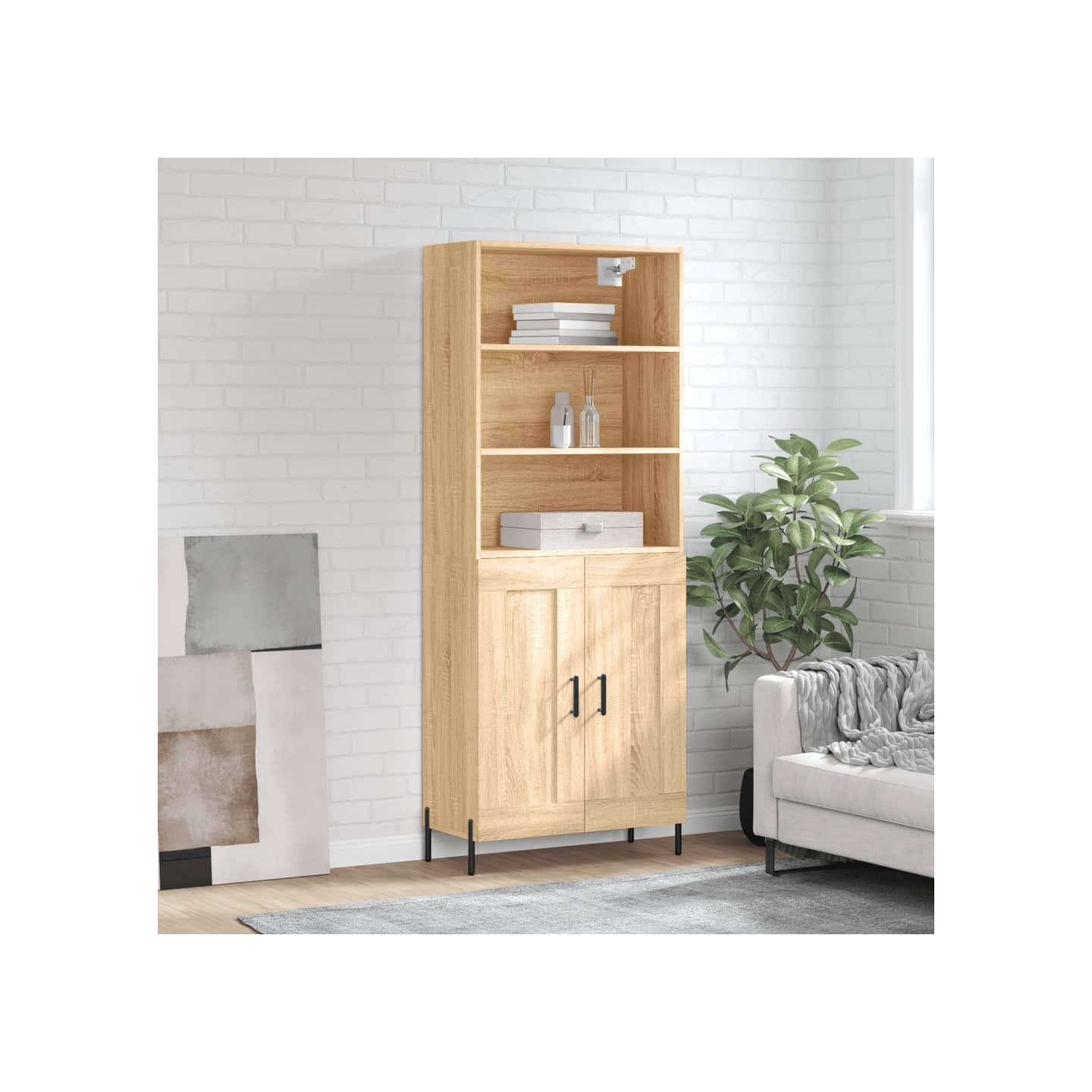 Buffet haut Chêne sonoma 69,5x34x180 cm Bois d'ingénierie