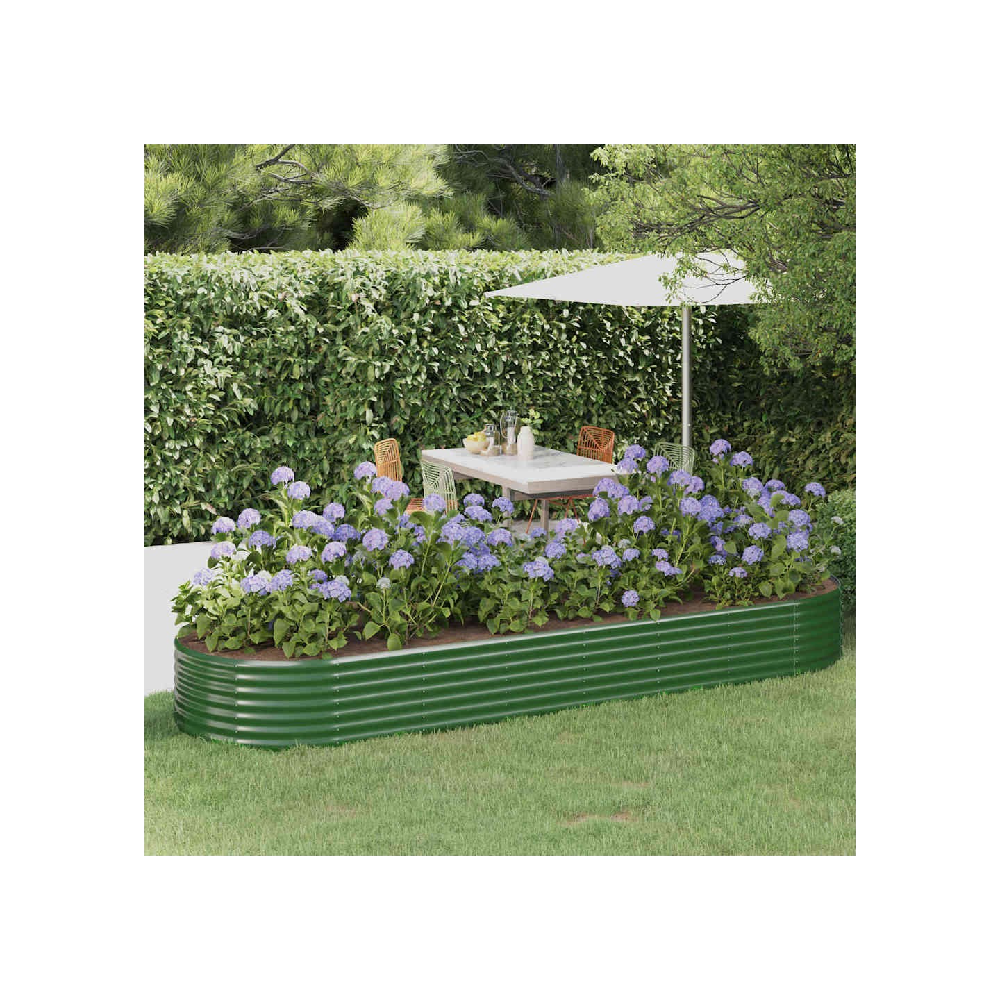 Lit surélevé de jardin Acier galvanisé 322x100x36cm Vert