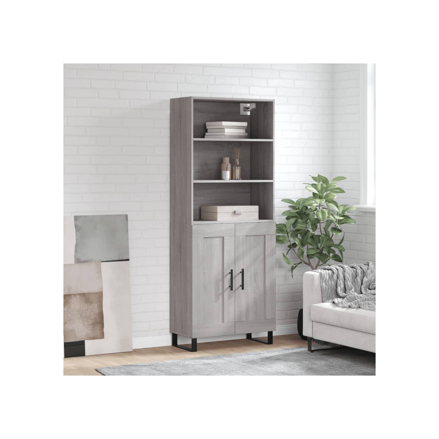 Buffet haut Sonoma gris 69,5x34x180 cm Bois d'ingénierie