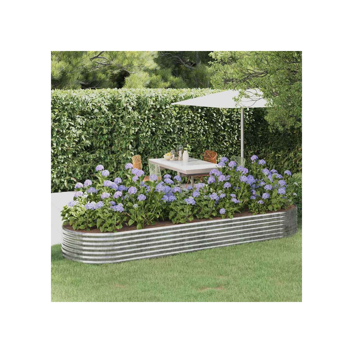 Lit surélevé de jardin Acier galvanisé Argenté