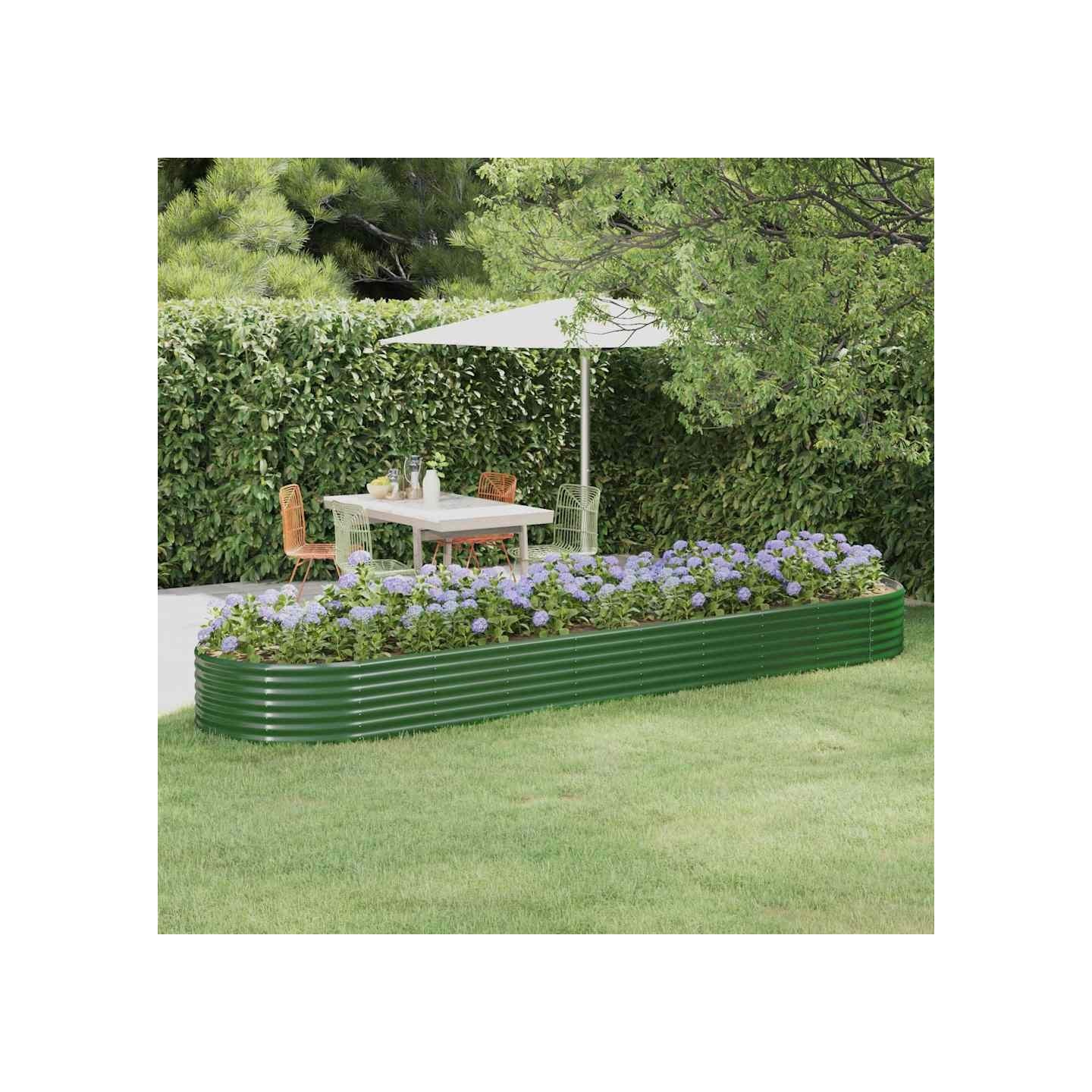 Lit surélevé de jardin Acier galvanisé 396x100x36cm Vert