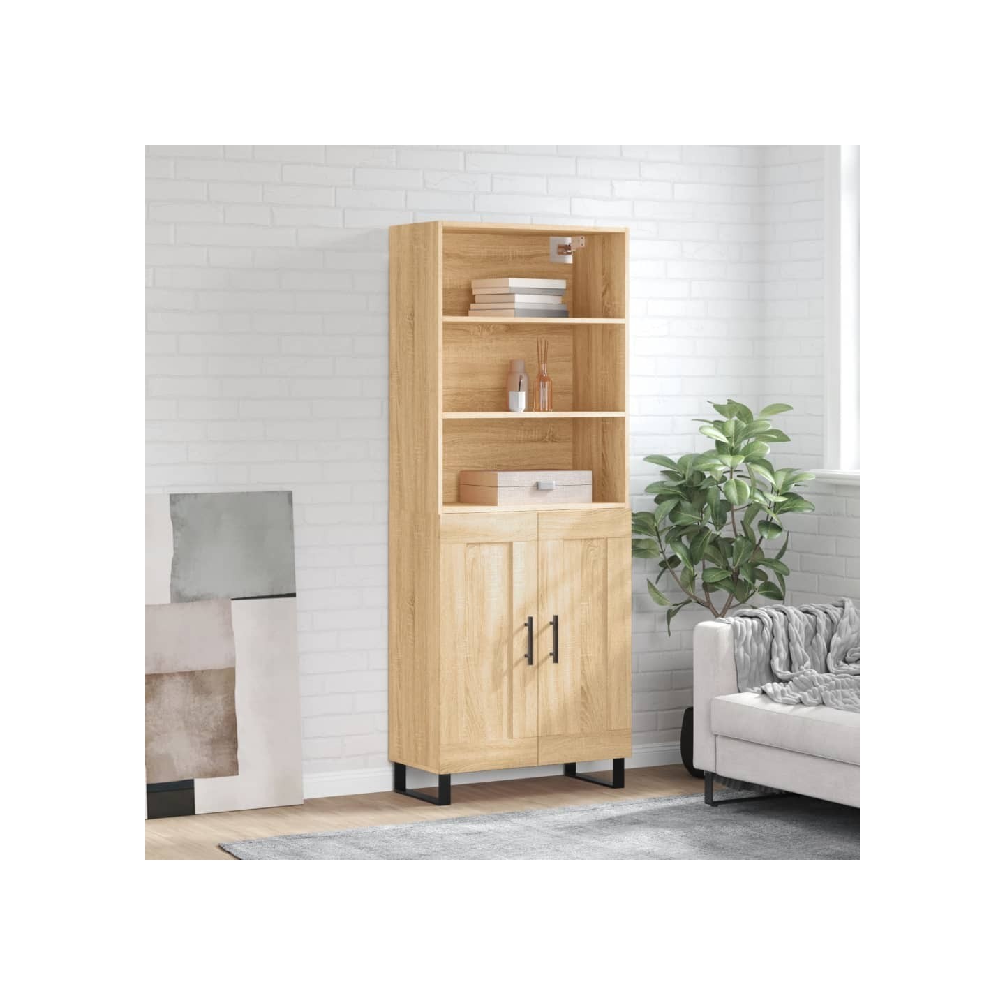 Buffet haut Chêne sonoma 69,5x34x180 cm Bois d'ingénierie