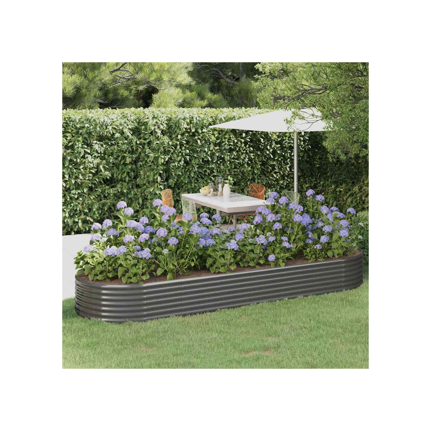Lit surélevé de jardin Acier galvanisé 322x100x36cm gris