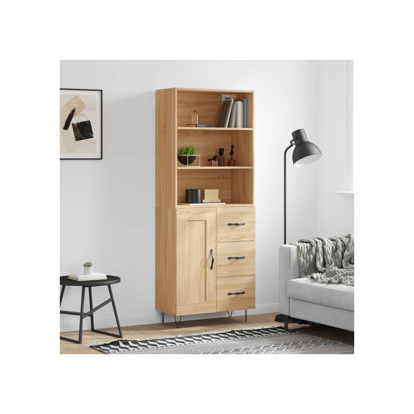 Buffet haut Chêne sonoma 69,5x34x180 cm Bois d'ingénierie