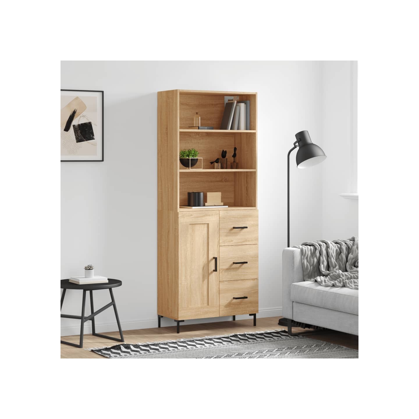 Buffet haut Chêne sonoma 69,5x34x180 cm Bois d'ingénierie