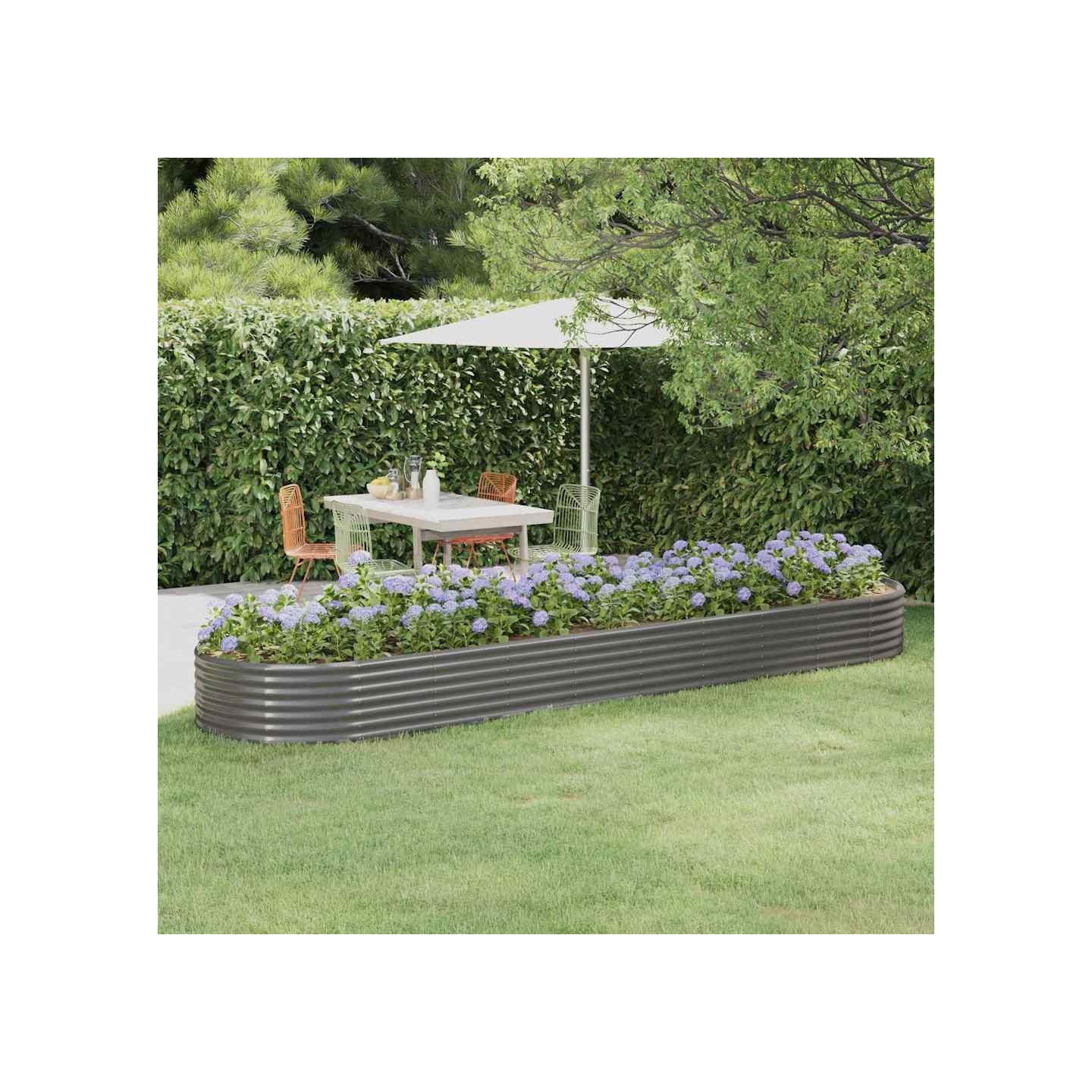Lit surélevé de jardin Acier galvanisé 396x100x36cm gris