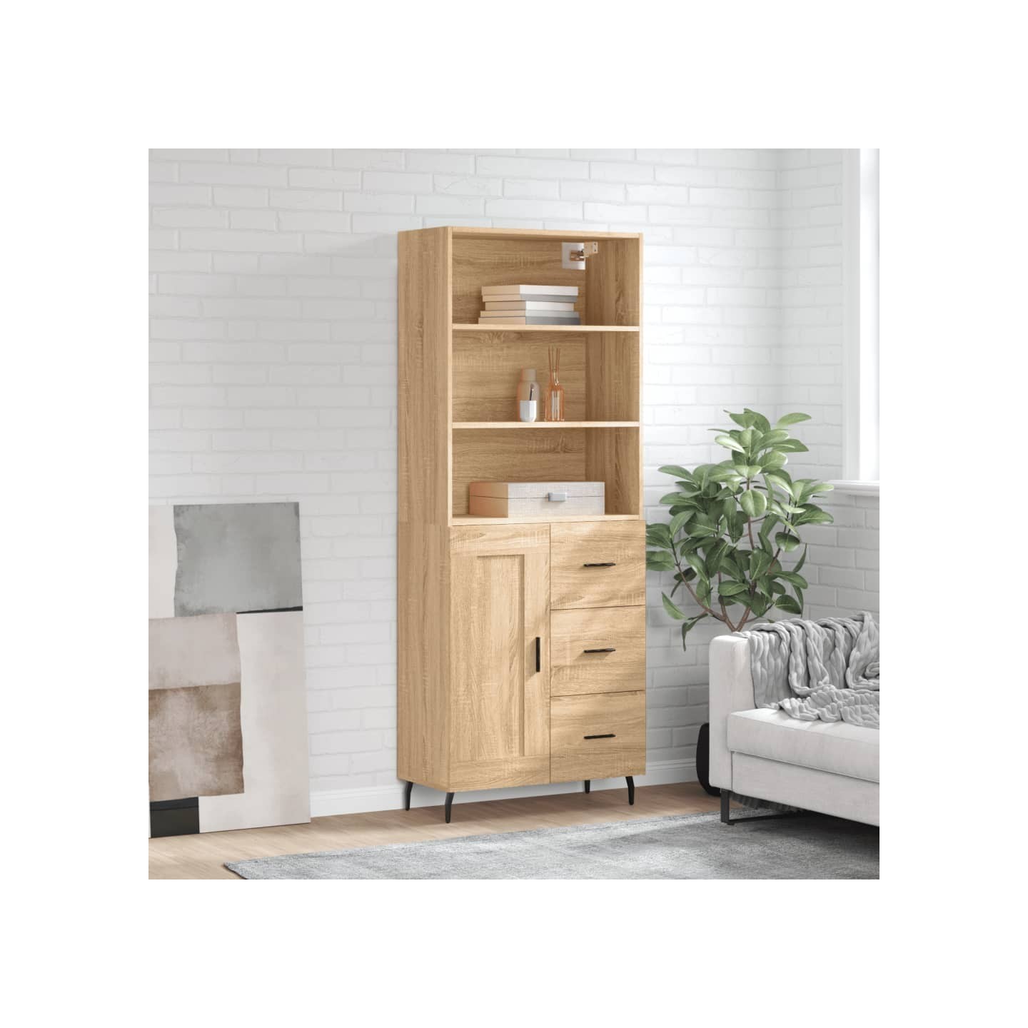 Buffet haut Chêne sonoma 69,5x34x180 cm Bois d'ingénierie