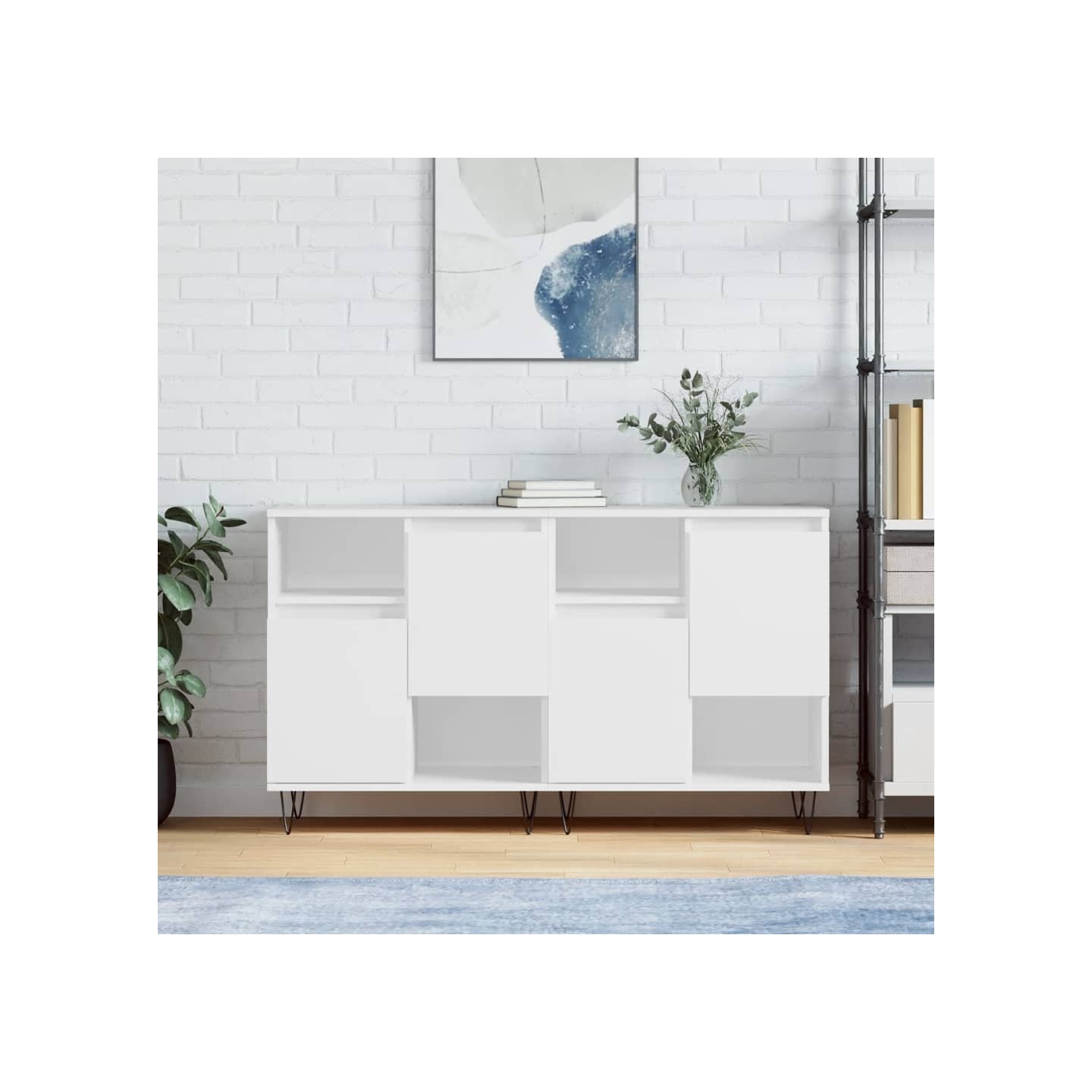 Buffets 2 pcs blanc bois d'ingénierie
