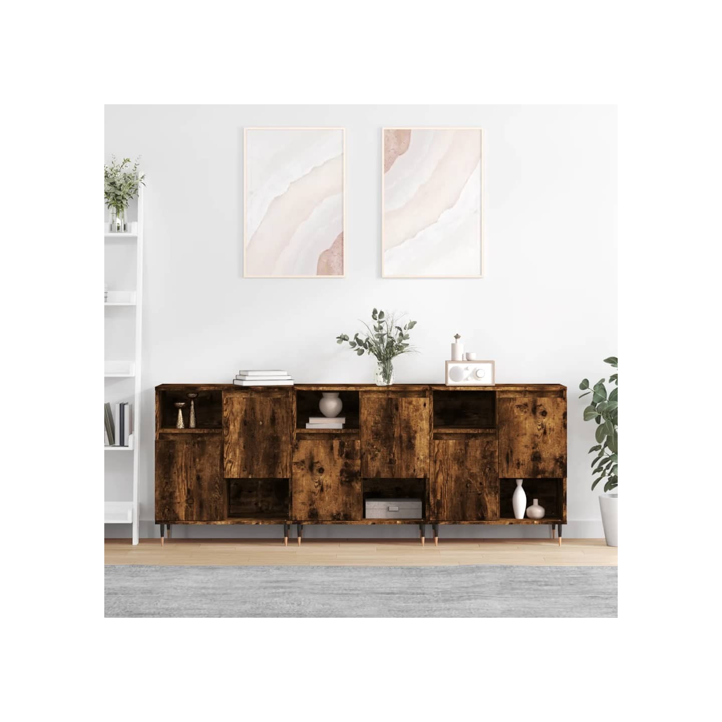 Buffets 3 pcs Chêne fumé Bois d'ingénierie