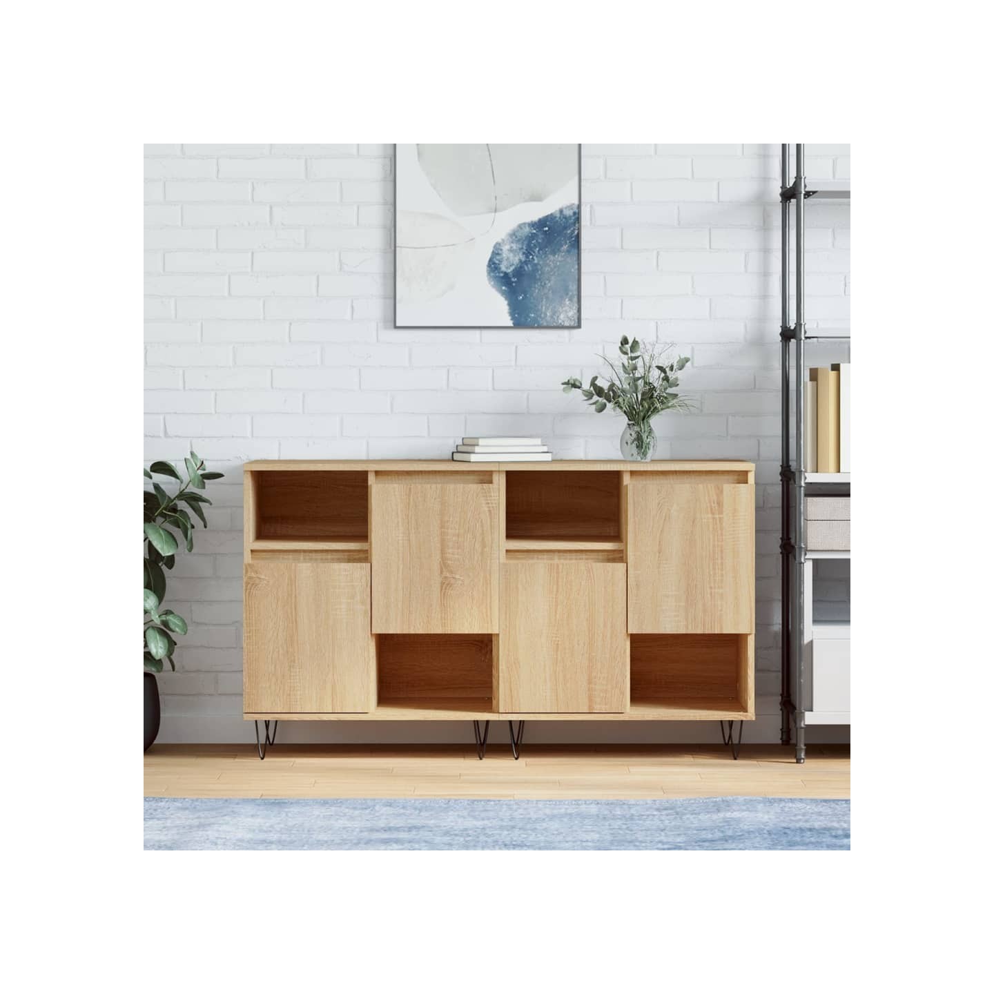 Buffets 2 pcs chêne sonoma bois d'ingénierie